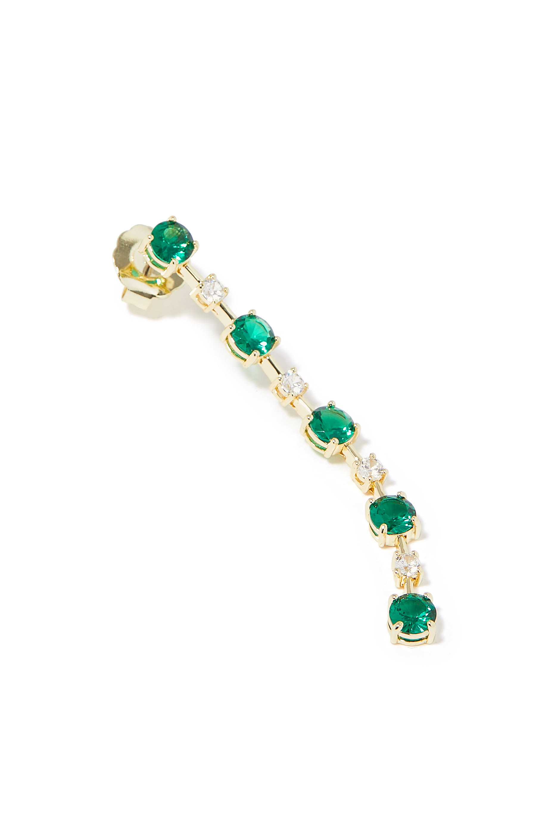 أقراط بار سبيسد متدلية مرصعة بأحجار زركونيا، نحاس مطلي بالذهب