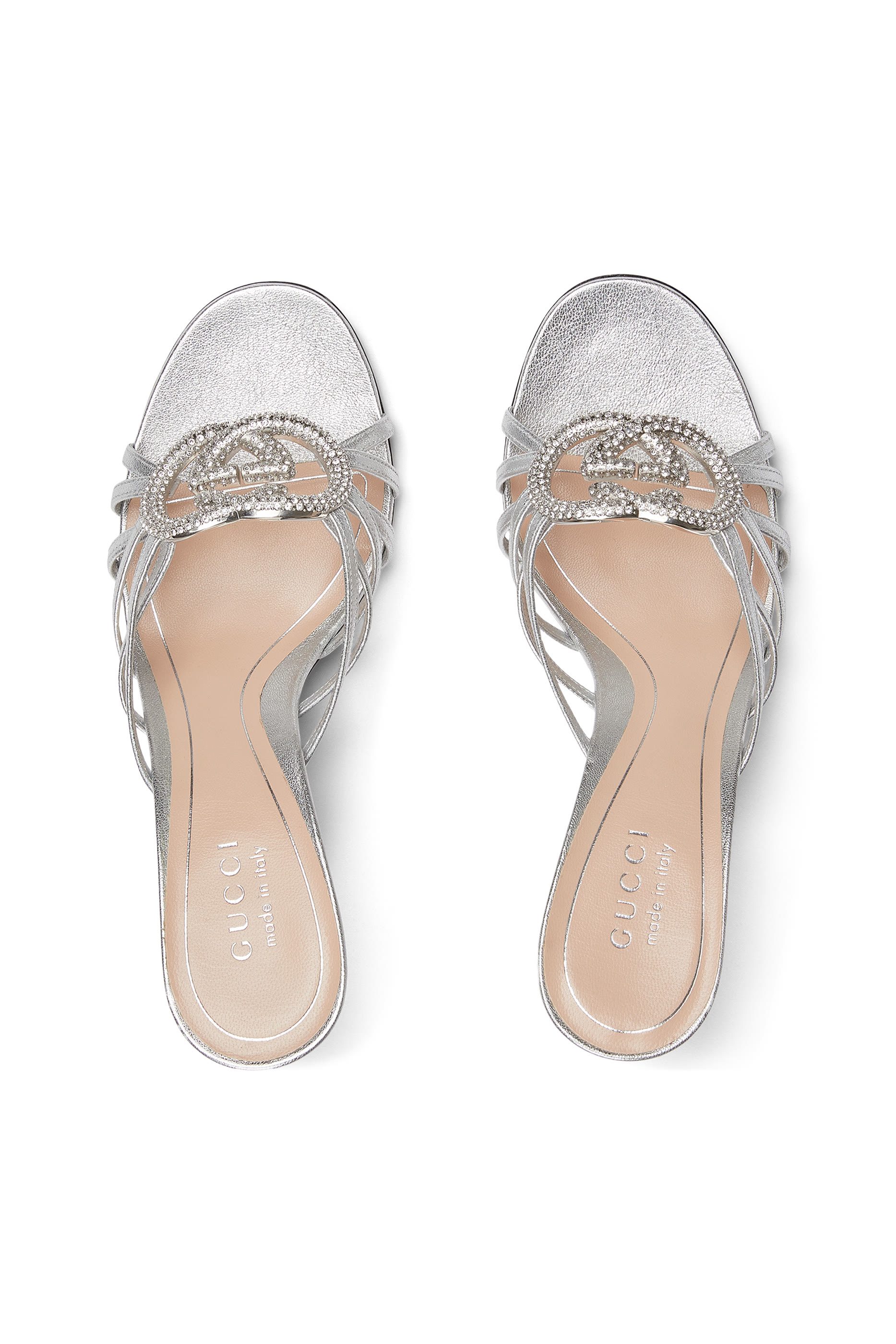 صندل 85 بشعار الماركة متداخل مرصع بكريستال