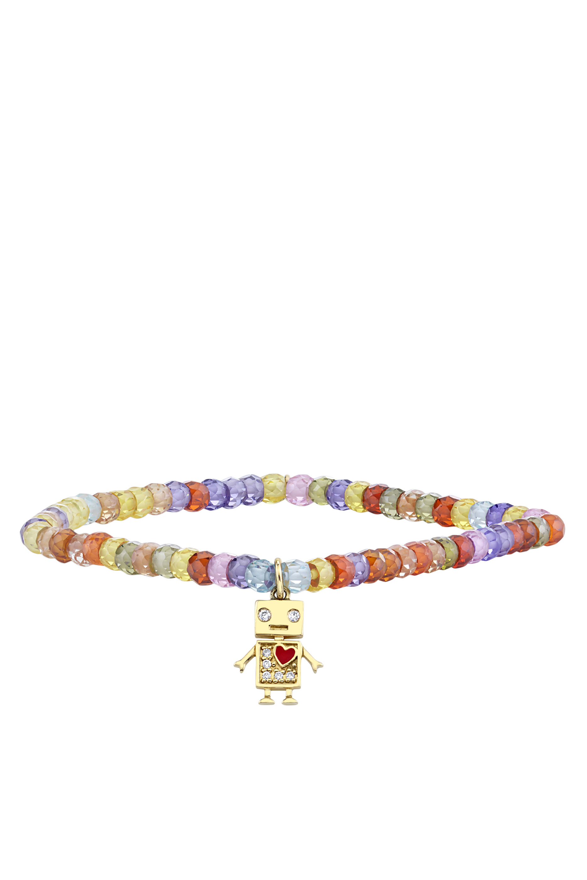 سوار للأطفال مزين برجل آلي مرصع بالماس ذهب أصفر عيار 14