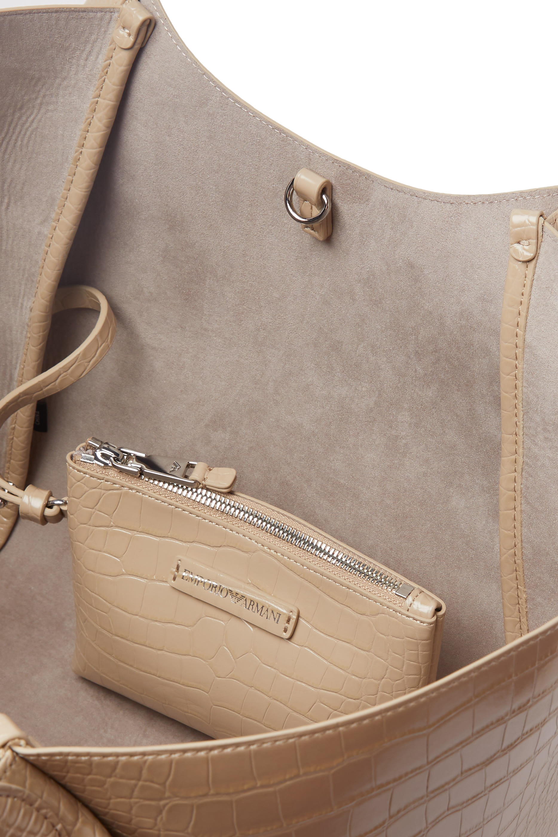 حقيبة يد جلد صناعي بنقشة جلد التمساح