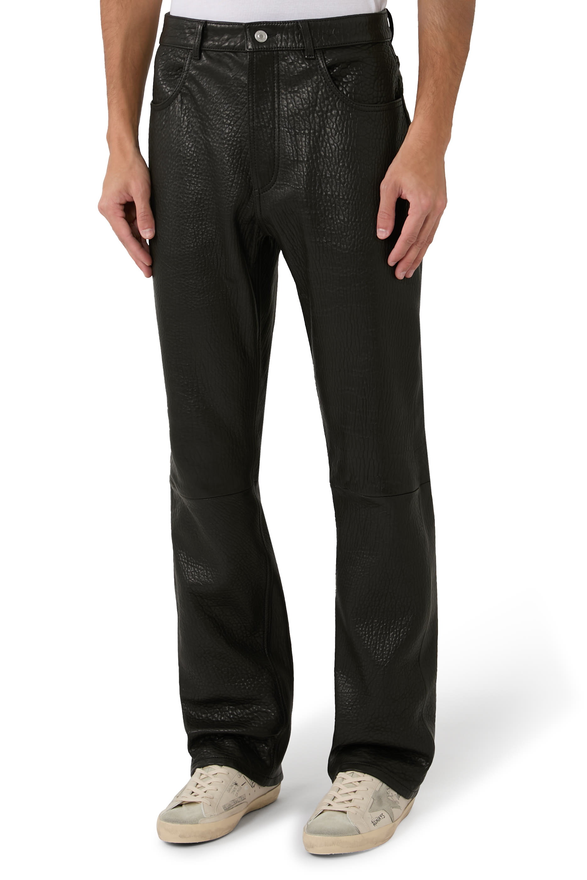 بنطال جينز جلد حمل بلمسة مجعدة