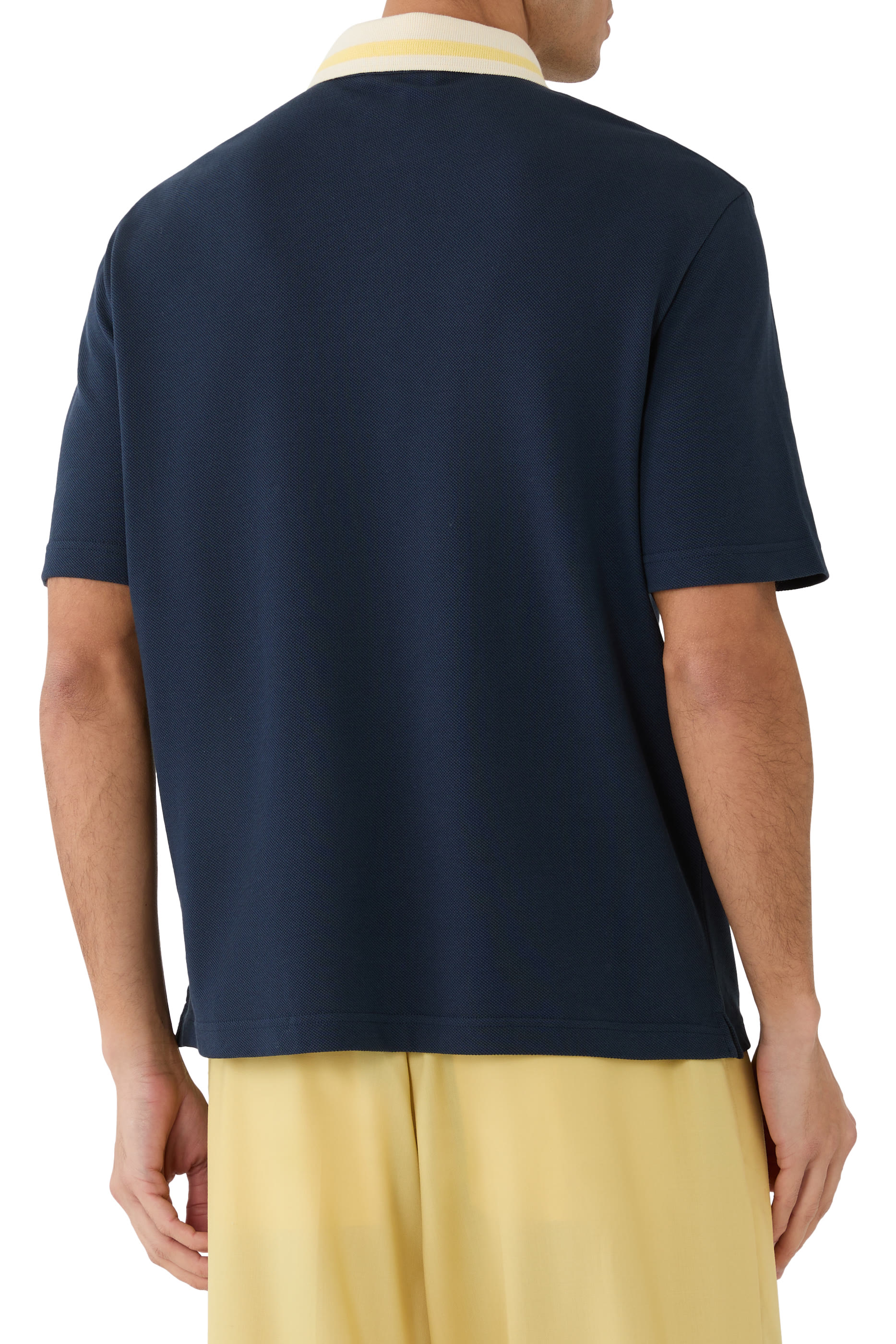 قميص بولو بياقة مخططة قطن بيكيه