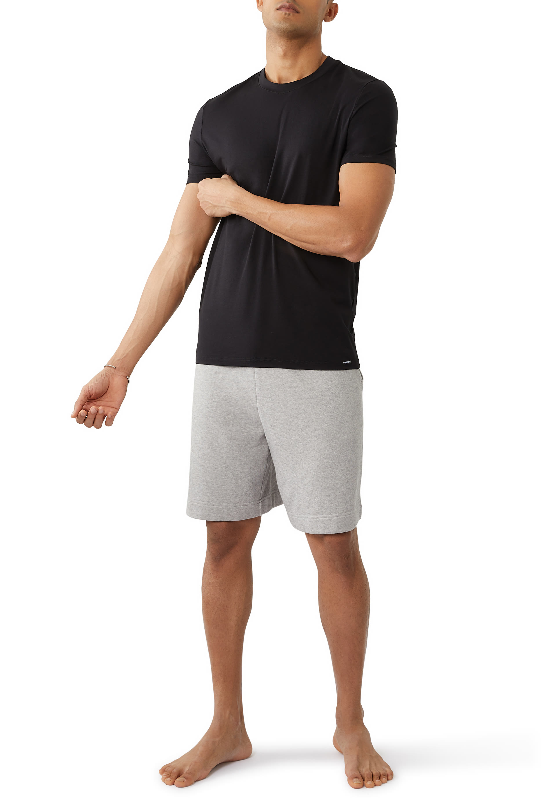 تيشيرت بياقة ضيقة قطن مودال