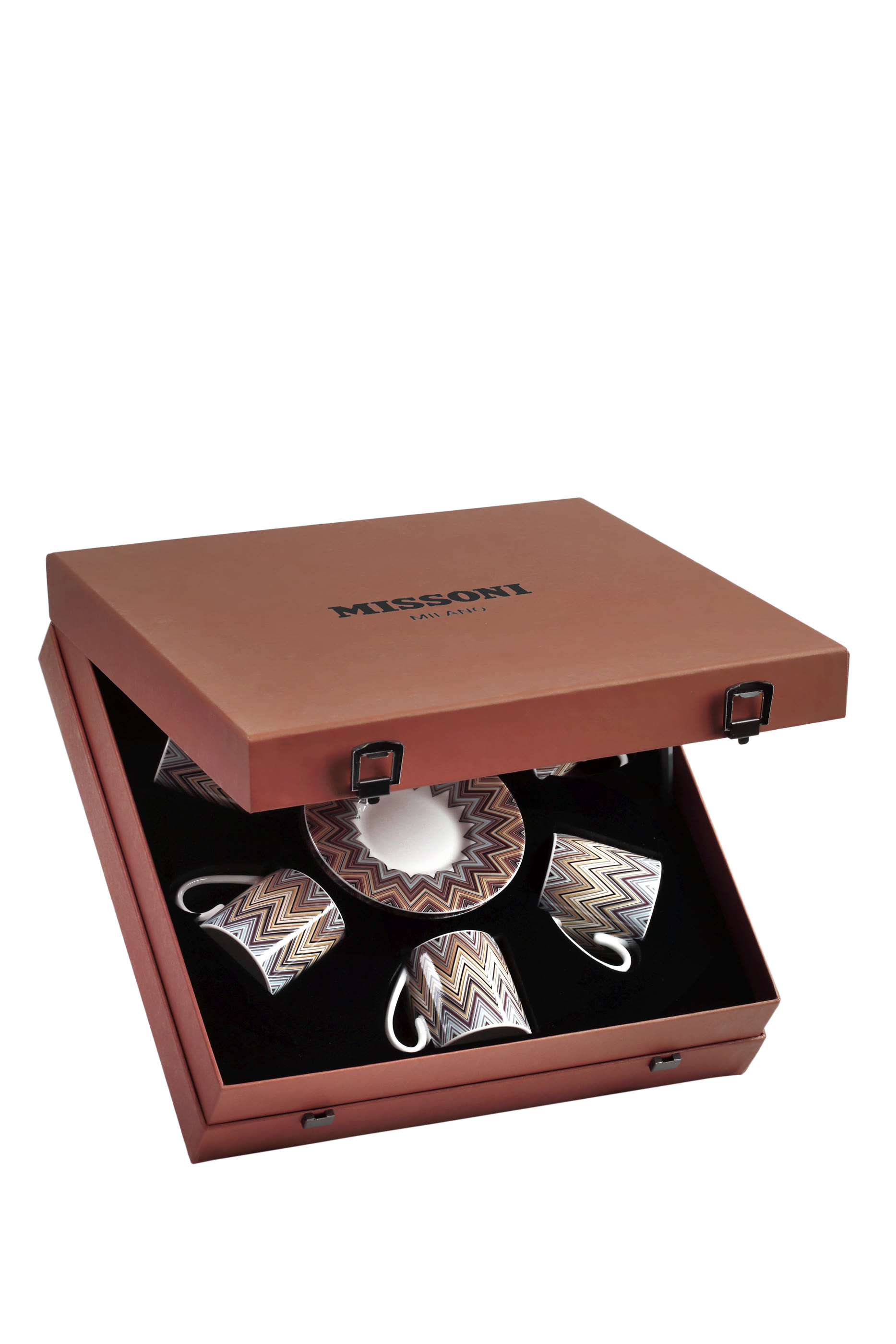 طقم فناجين وأطباق قهوة جاريس بنقشة خطوط متعرجة، 6 قطع