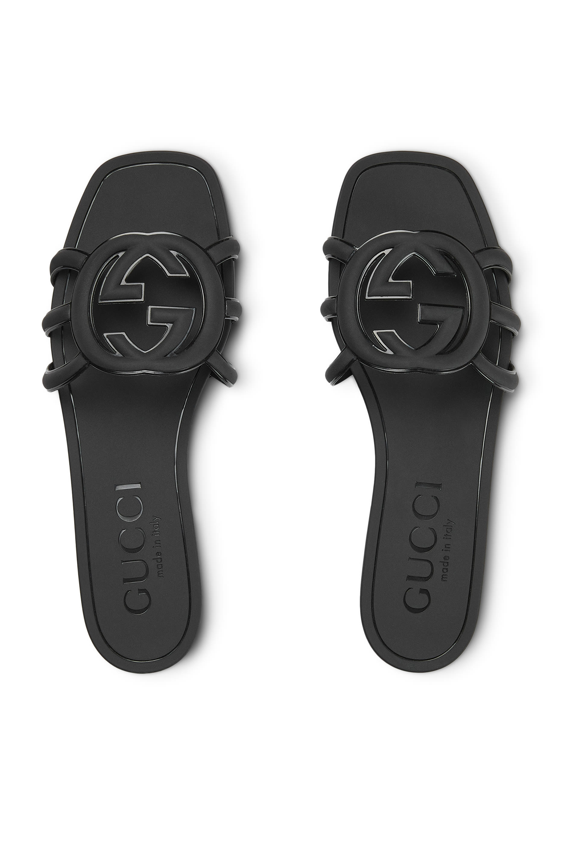 حذاء خفيف بكعب مسطح وفتحة بتصميم حرفي شعار الماركة المتداخلين