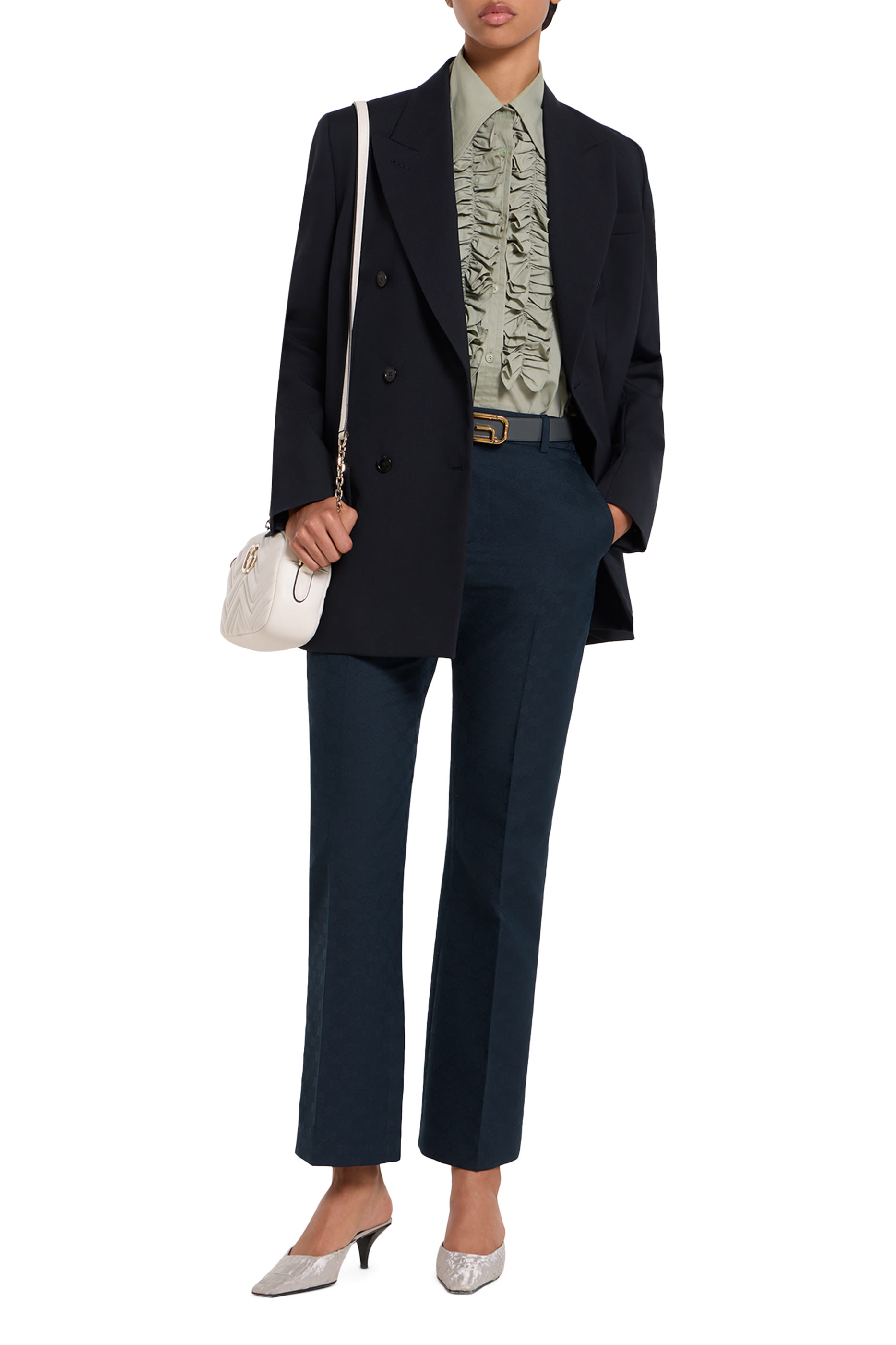 بنطال بشعار الماركة قطن غاباردين