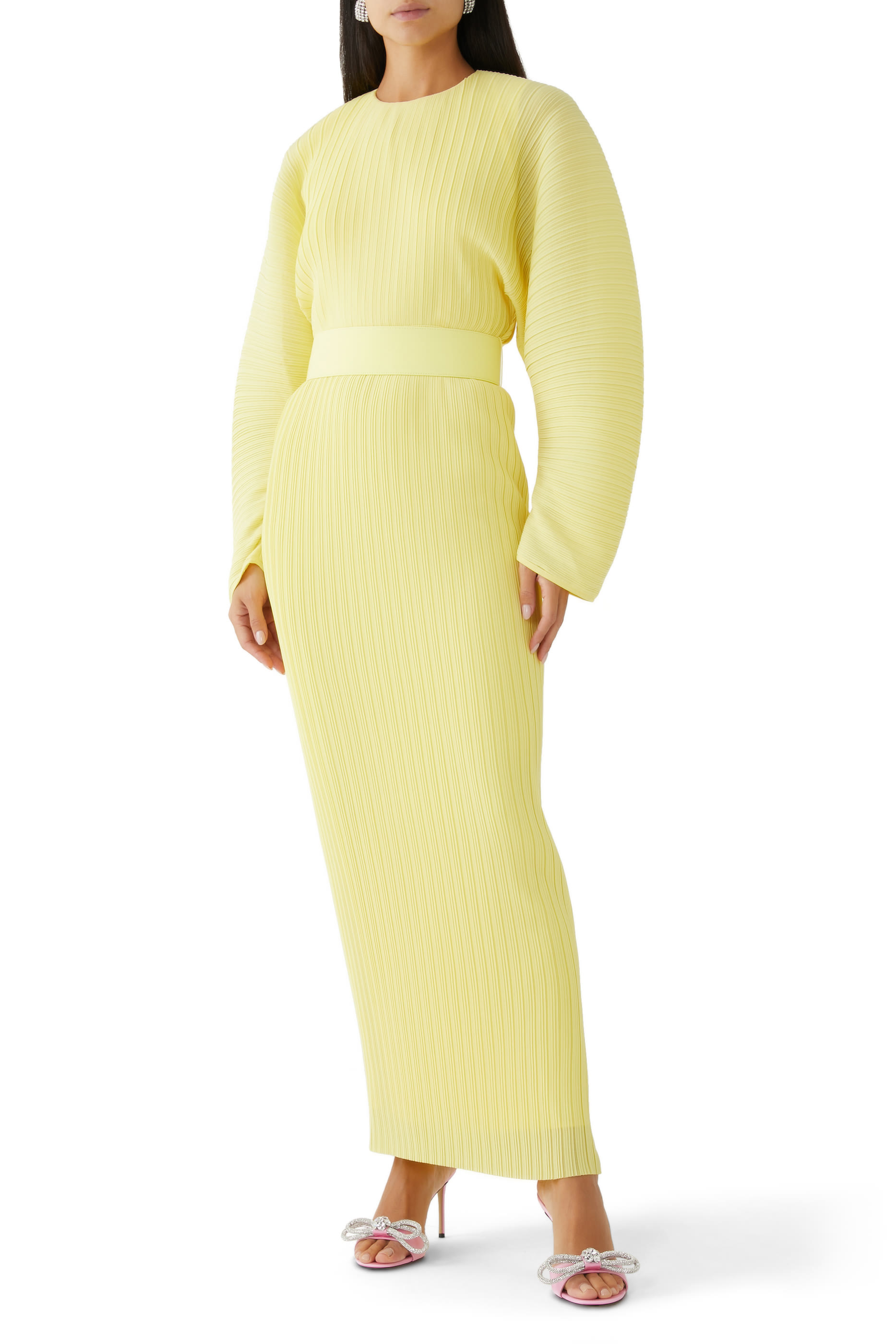 فستان ميرابل طويل بطيات