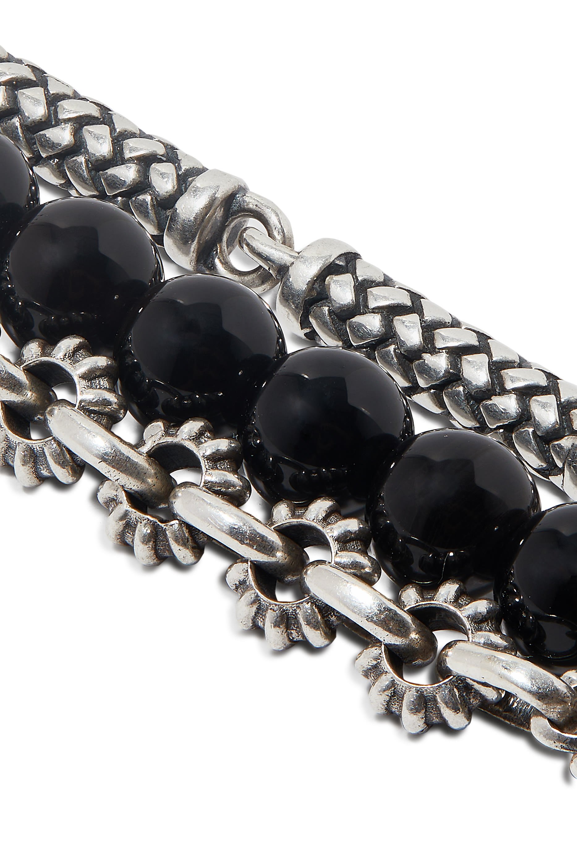 سوار بتصميم ملفوف بخرز، فضة استرلينية وعقيق أخضر