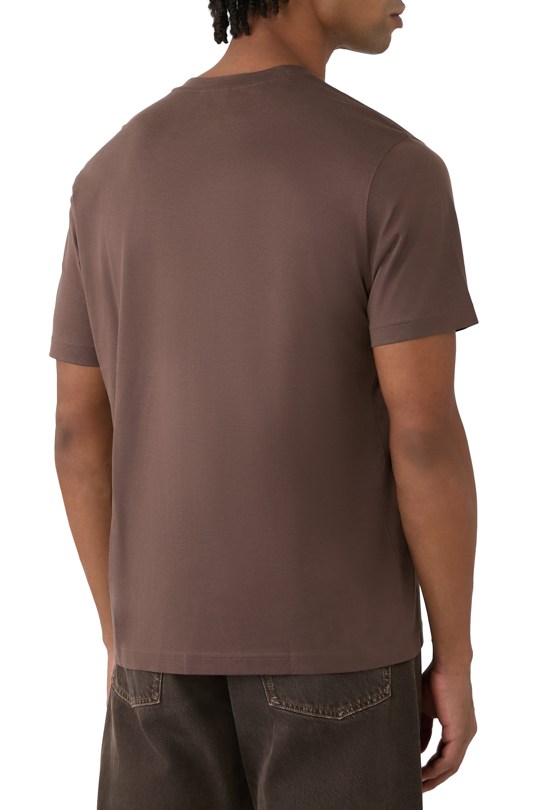 تيشيرت بياقة ضيقة قطن حرير