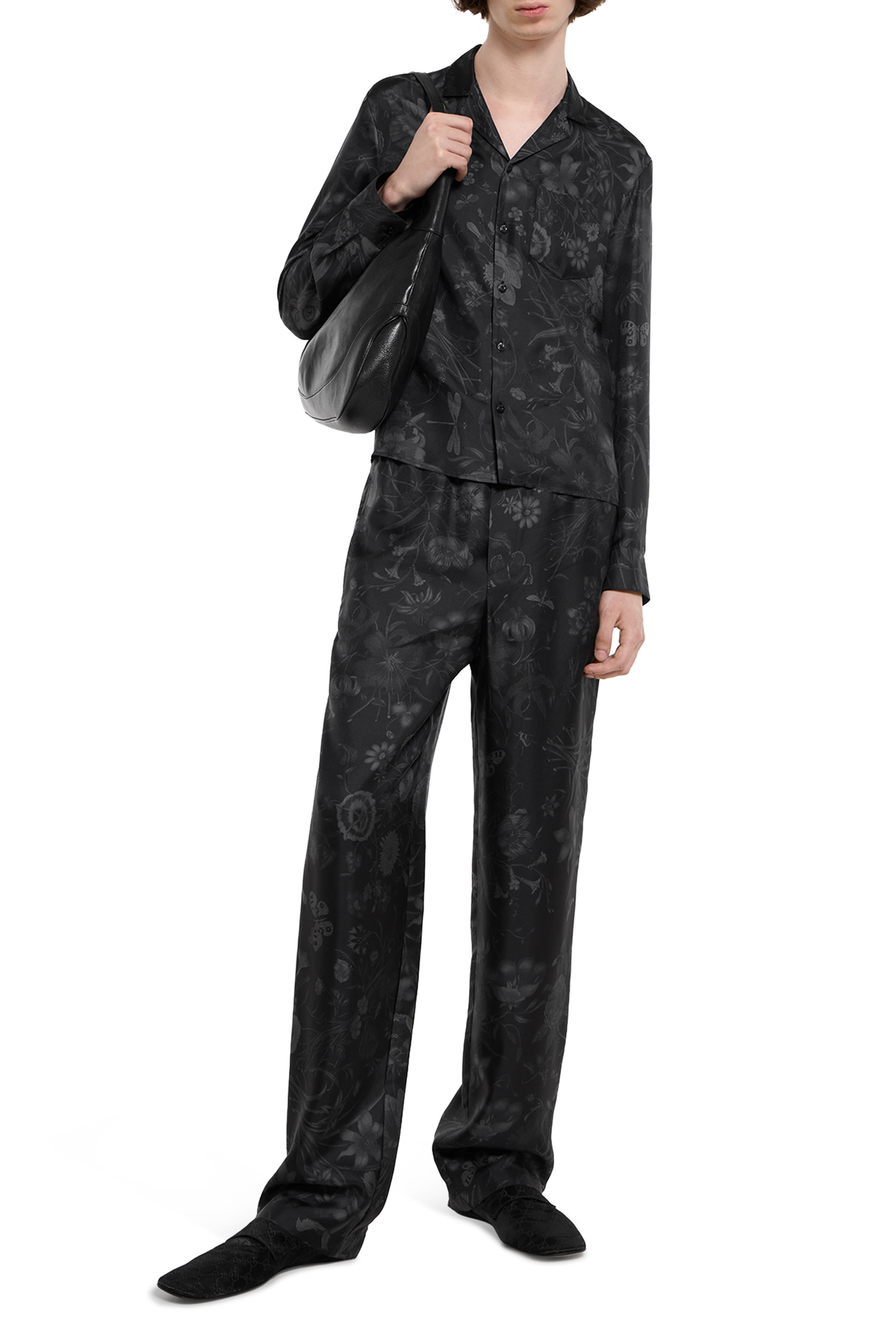 بنطال مزين كليا بنقشة زهور مميزة للماركة حرير تويل