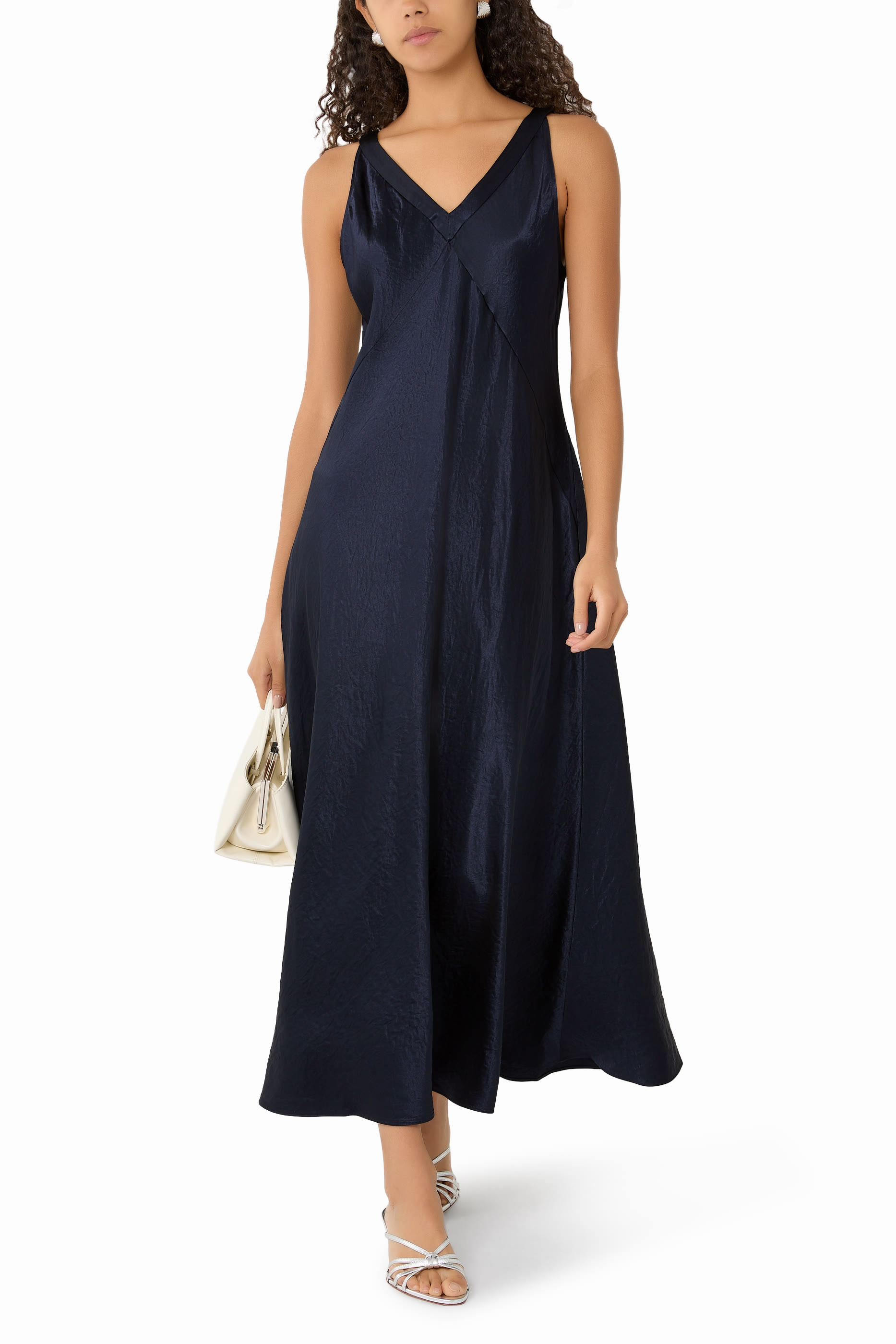 فستان بياقة V ستان بارز الملمس