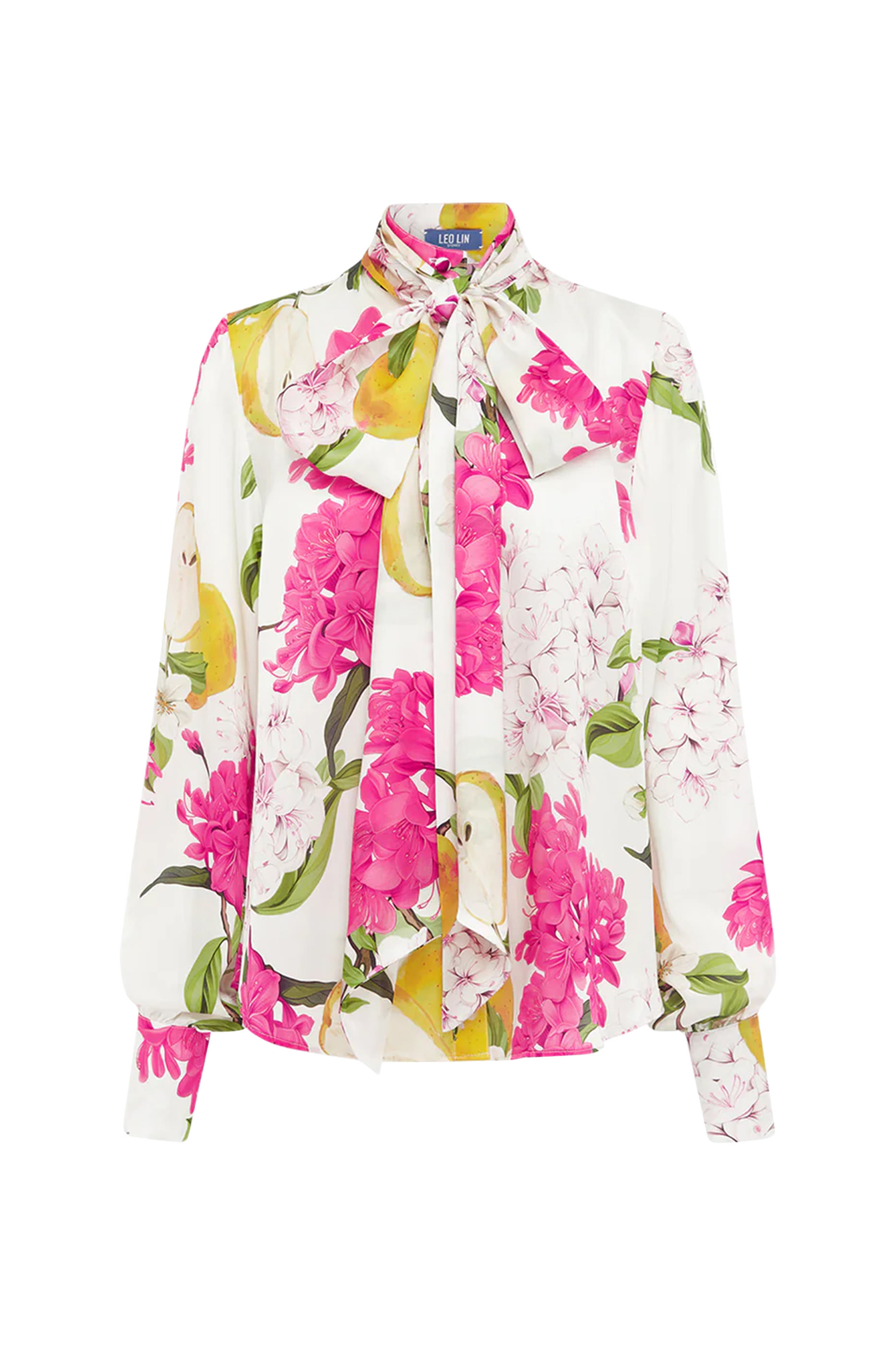 بلوزة بياقة بربطة حرير