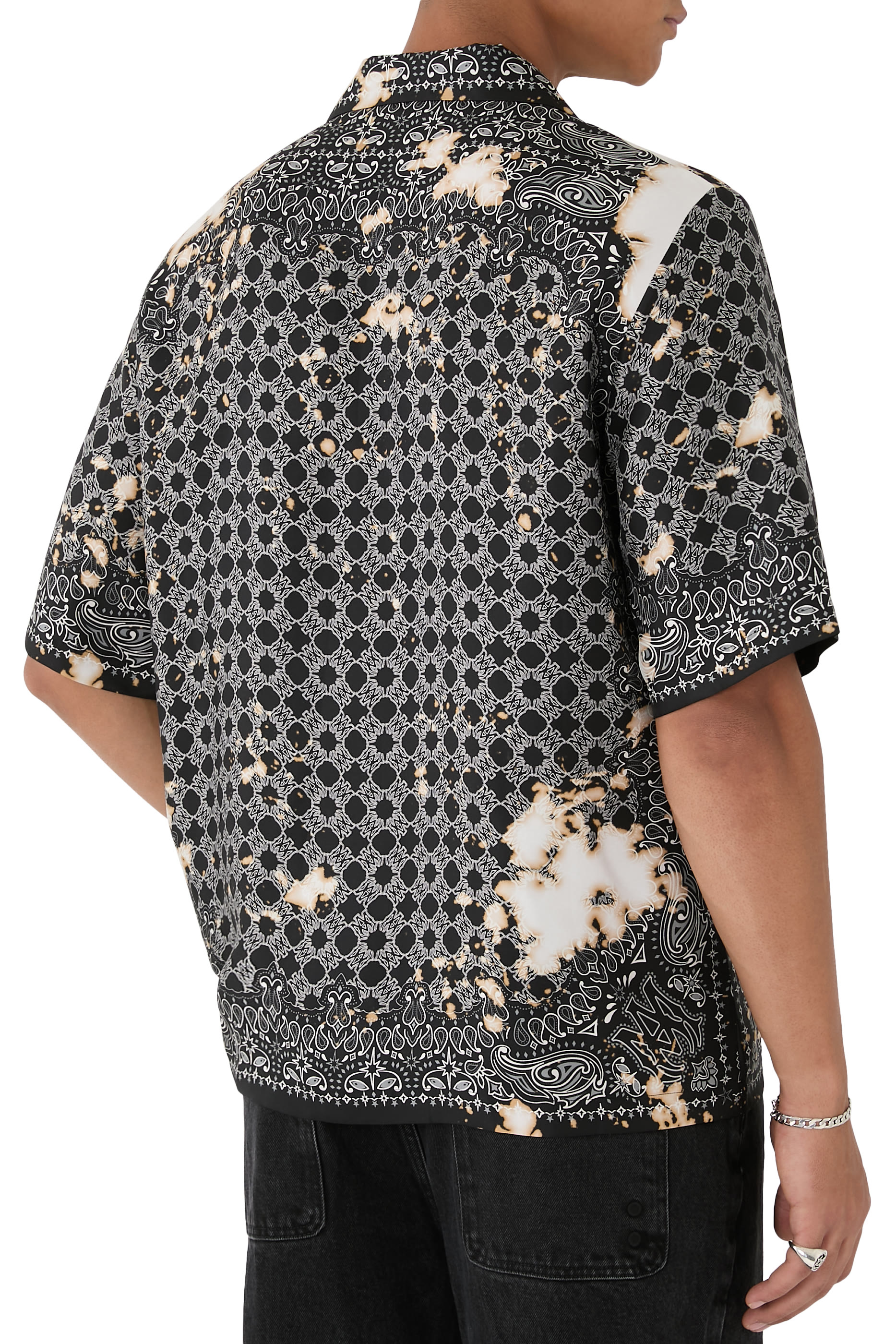 قميص بولينغ بطبعة باندانا بتأثير مبيض  