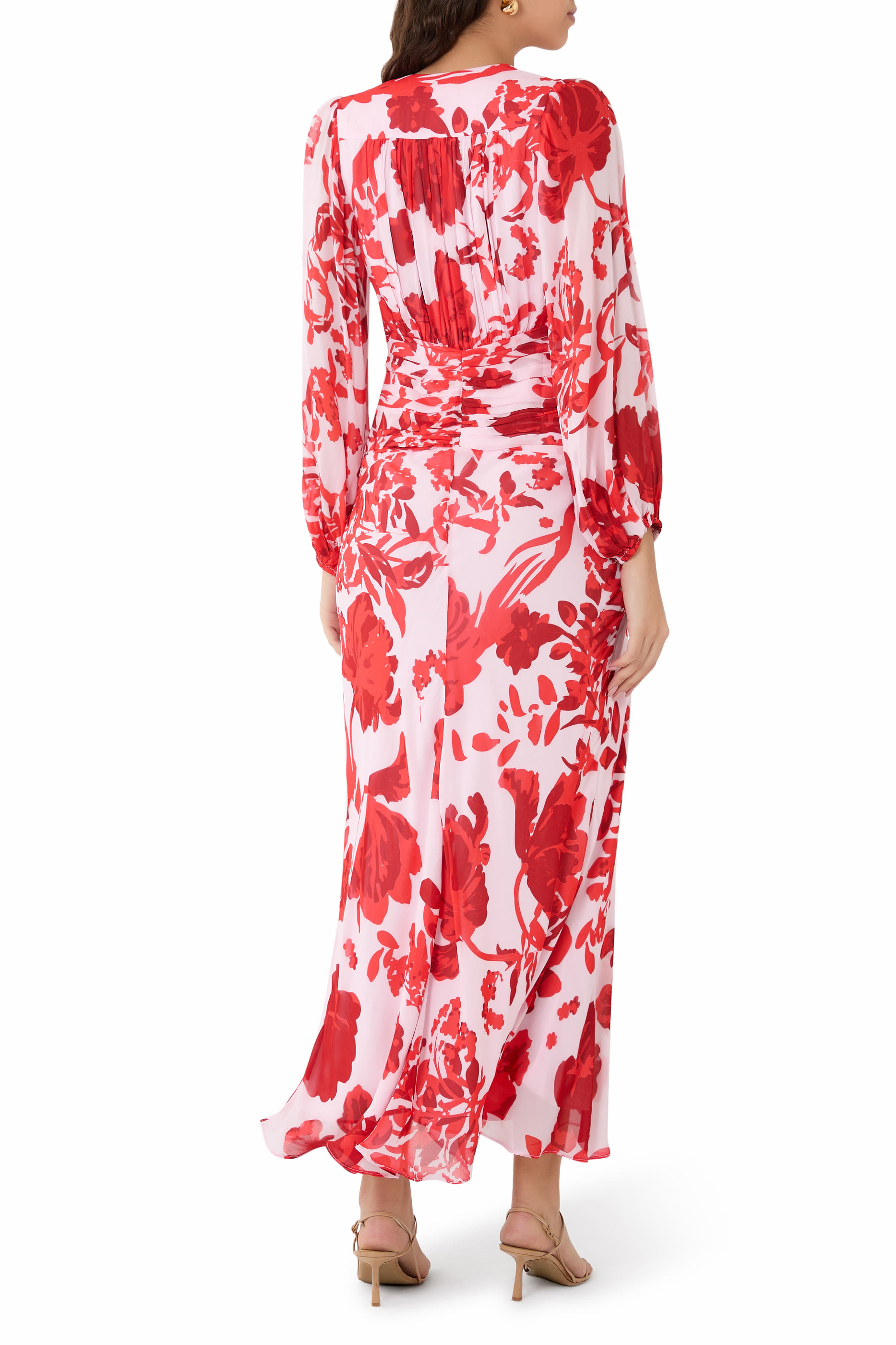 فستان ألينا طويل بأكمام طويلة وكشكش