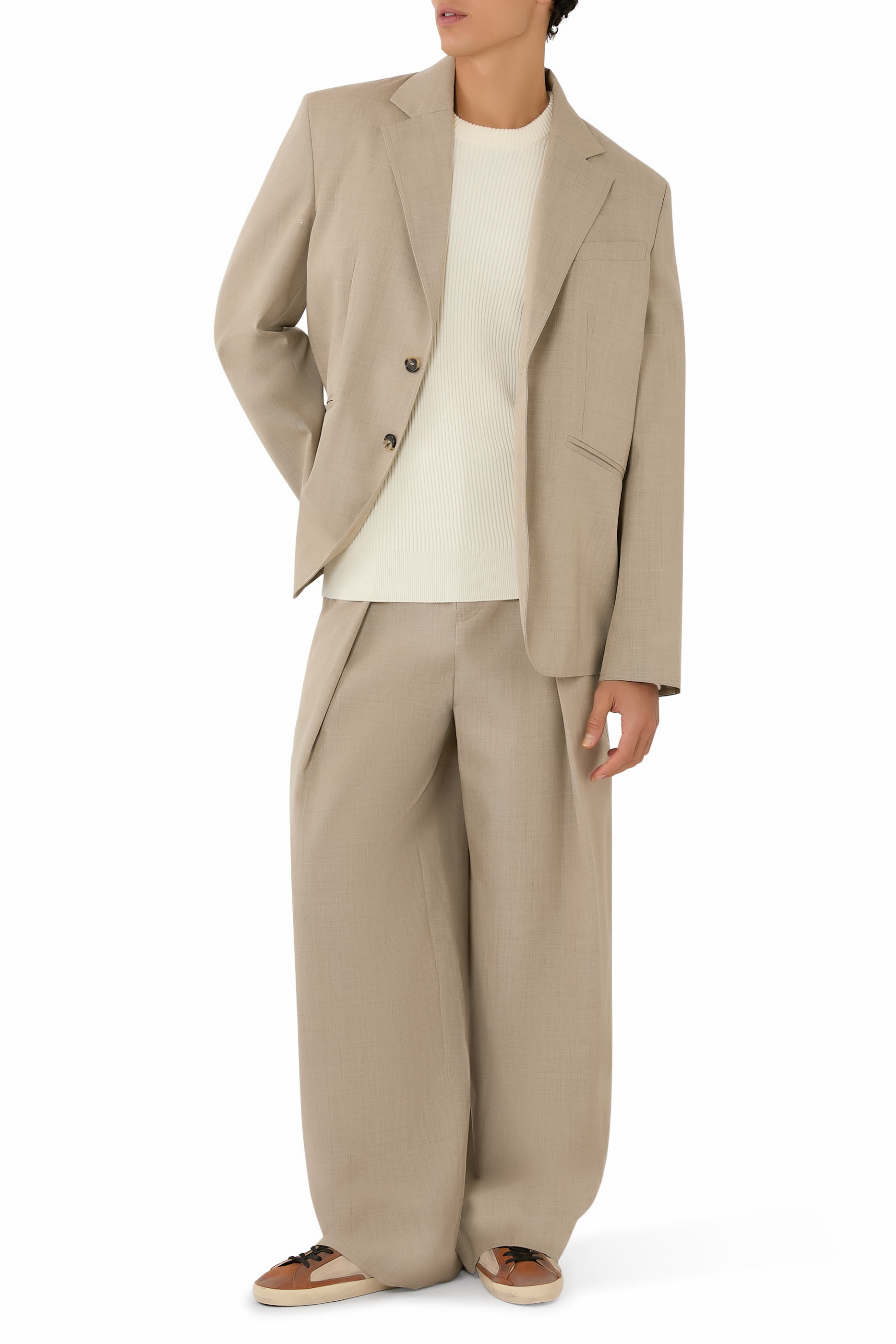 Front-Button Tailored Blazer Jacket