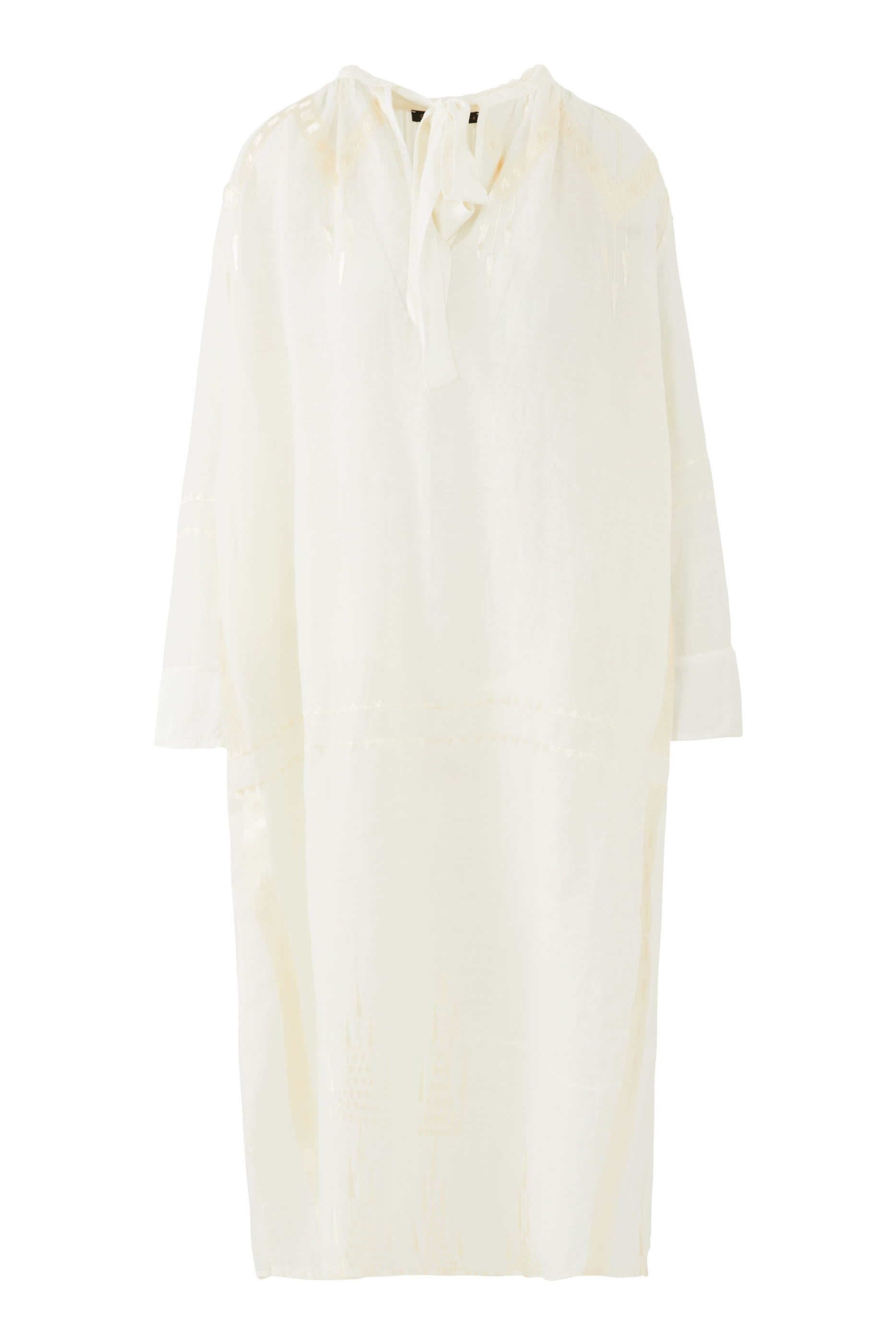 فستان متوسط الطول بأكمام طويلة ورباط في الأمام null