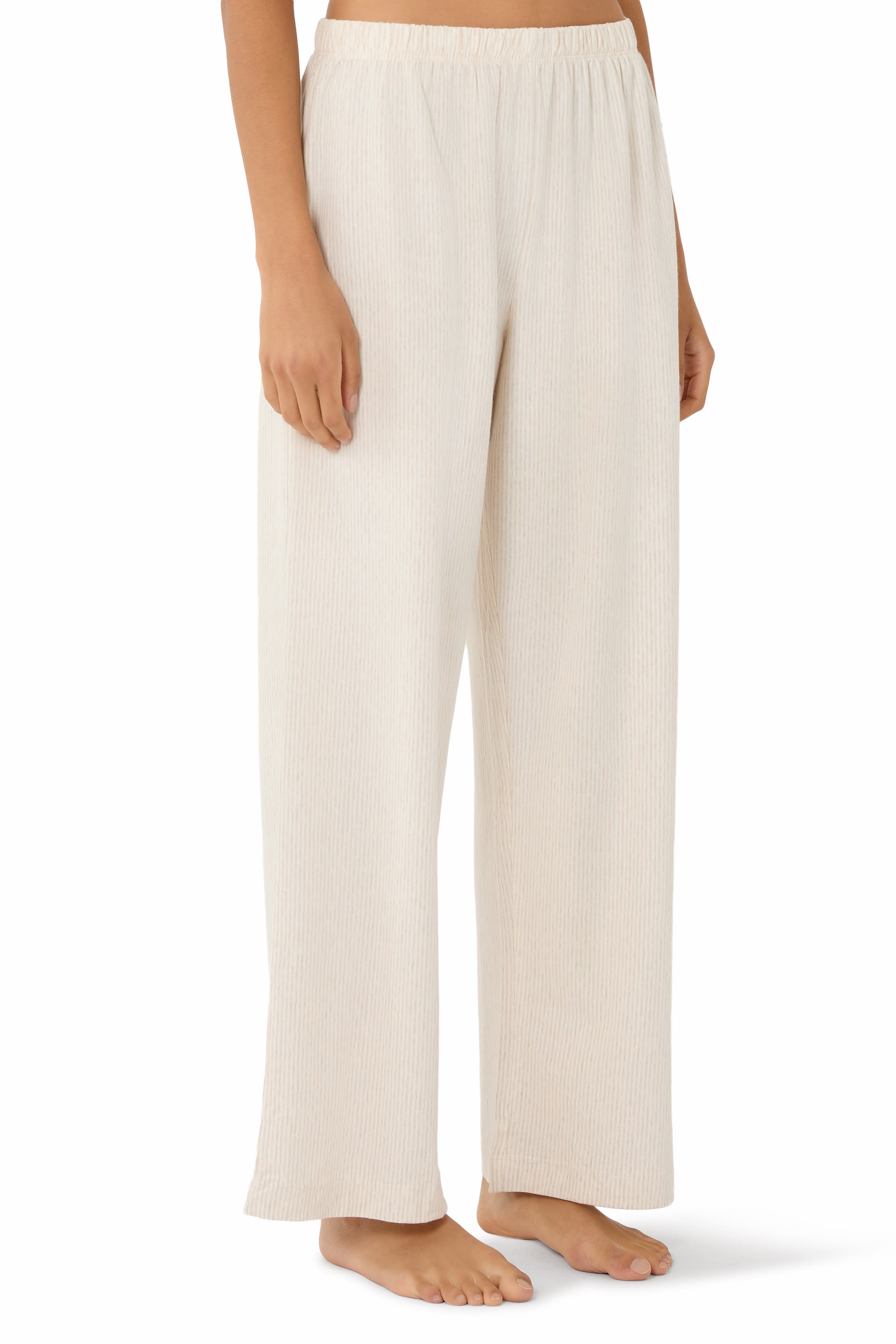 طقم بيجامة مخططة بقصة مريحة قطن جيرسيه عضوي ناعم