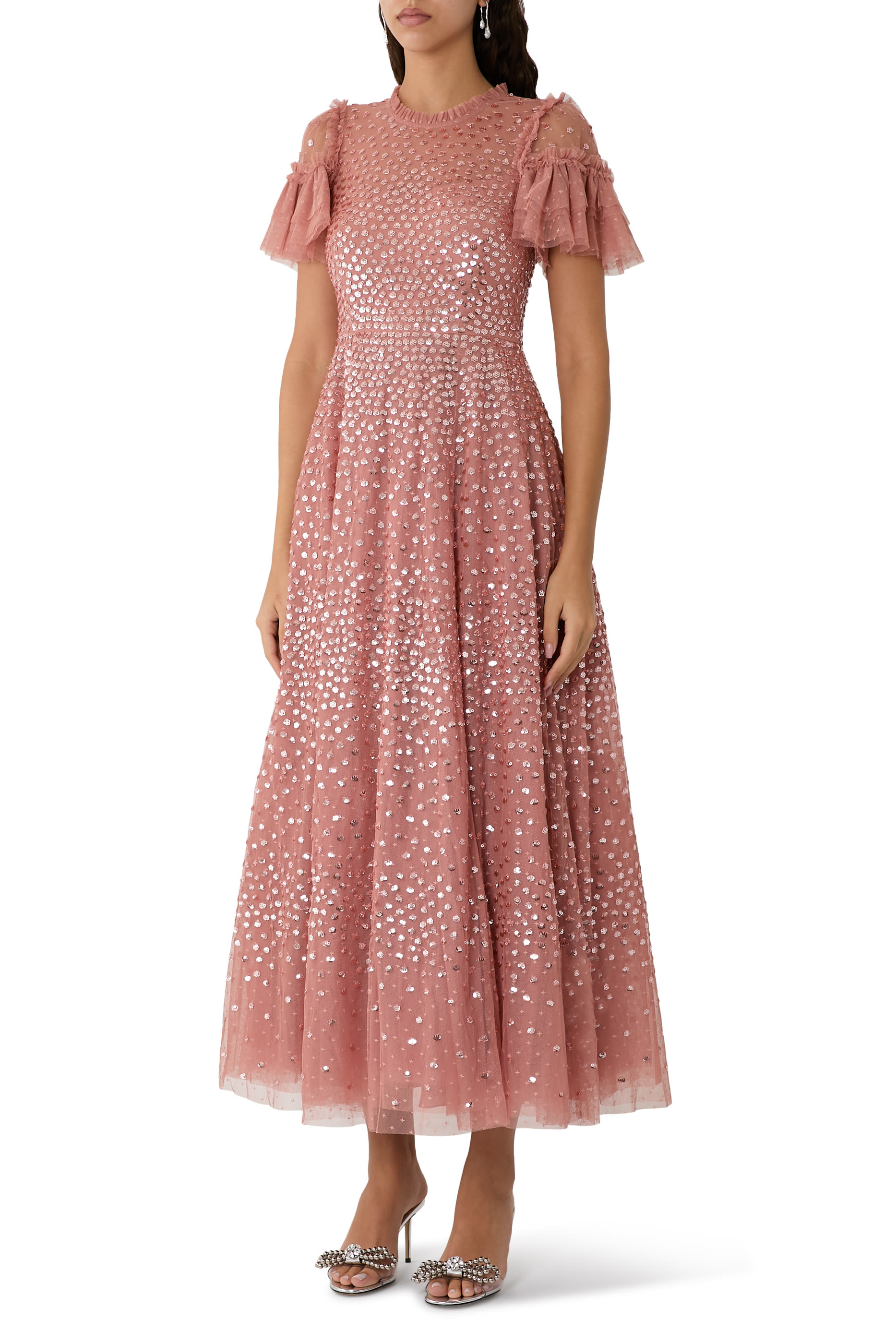 فستان سهرة ايفريت بلوم بطول الكاحل وكتف مكشوف