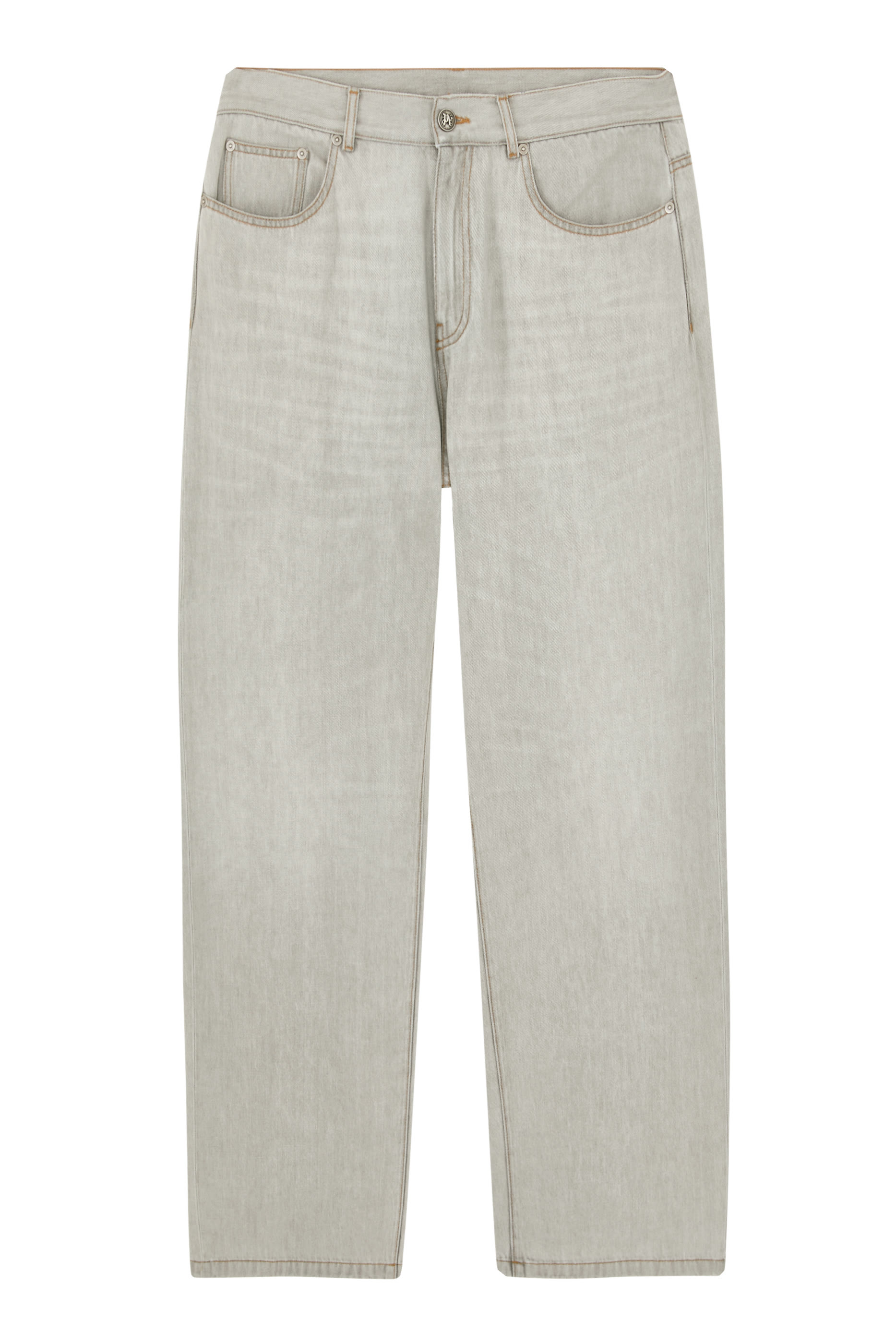 بنطال دنيم بقصة فضفاضة بشعار الماركة بتصميم مقوس