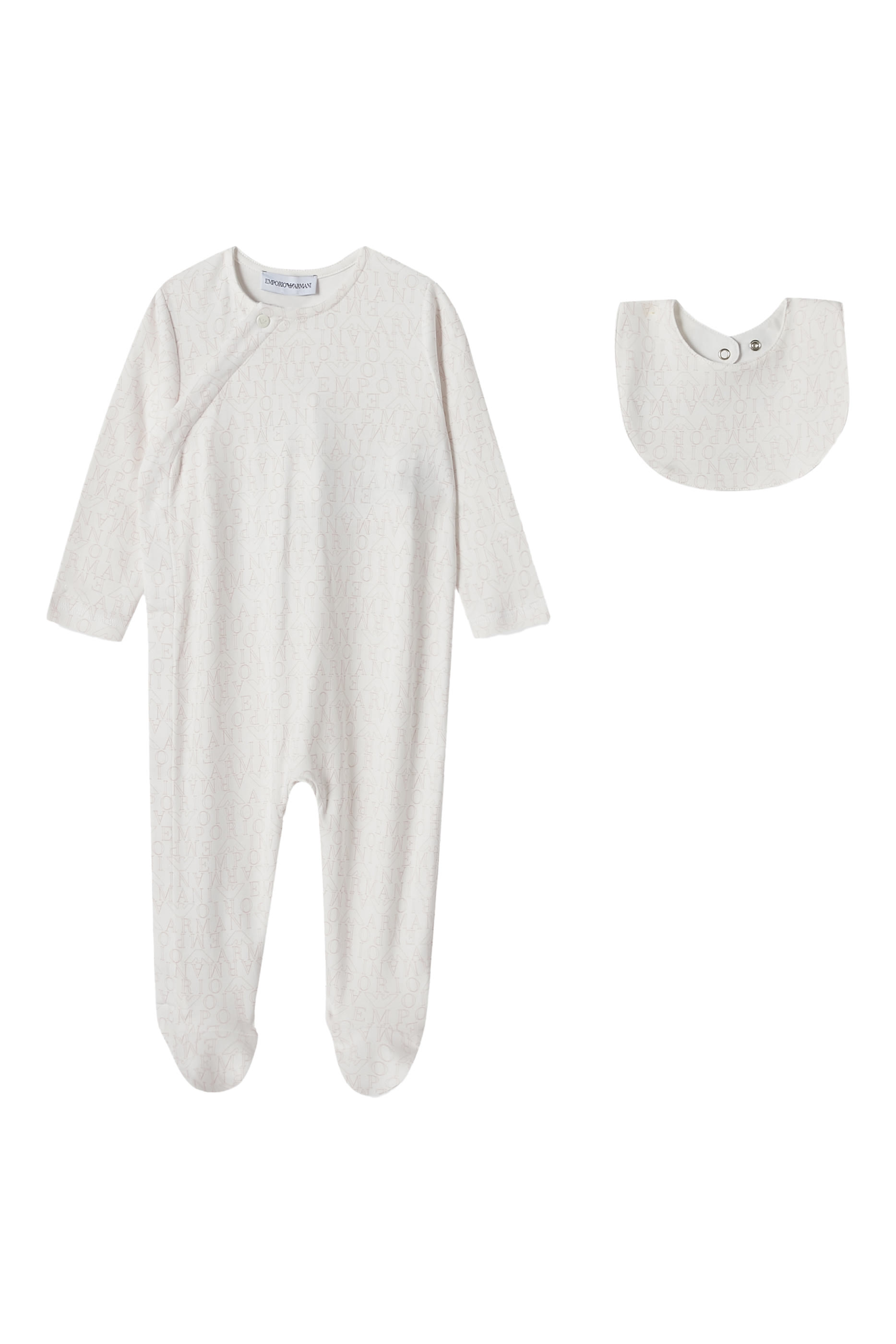 طقم جمبسوت وصدرية بشعار الماركة للرضع