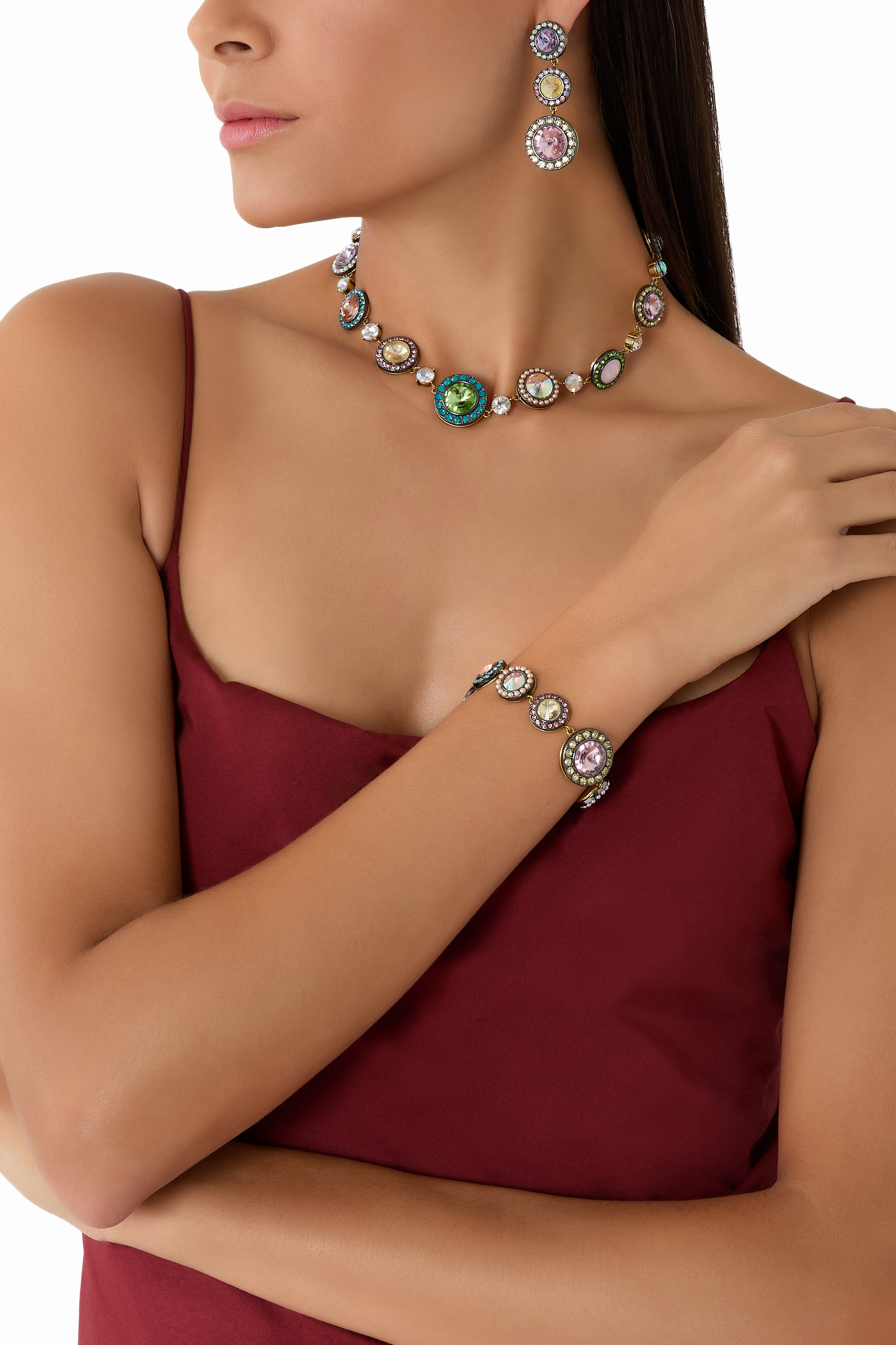 قلادة أوكتافيا صغيرة مزينة بالكريستال، نحاس