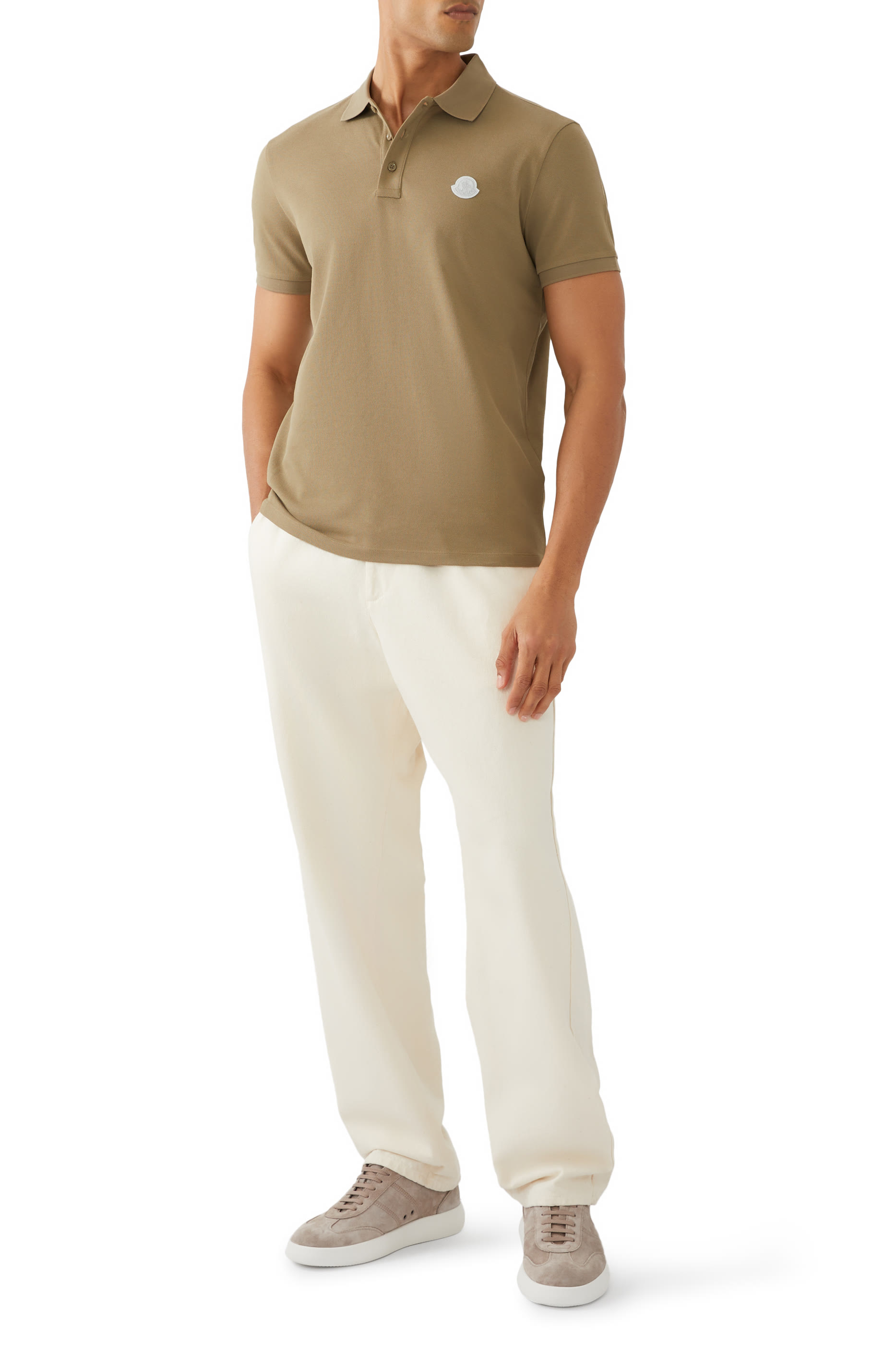 قميص بولو برقعة شعار الماركة قطن بيكيه