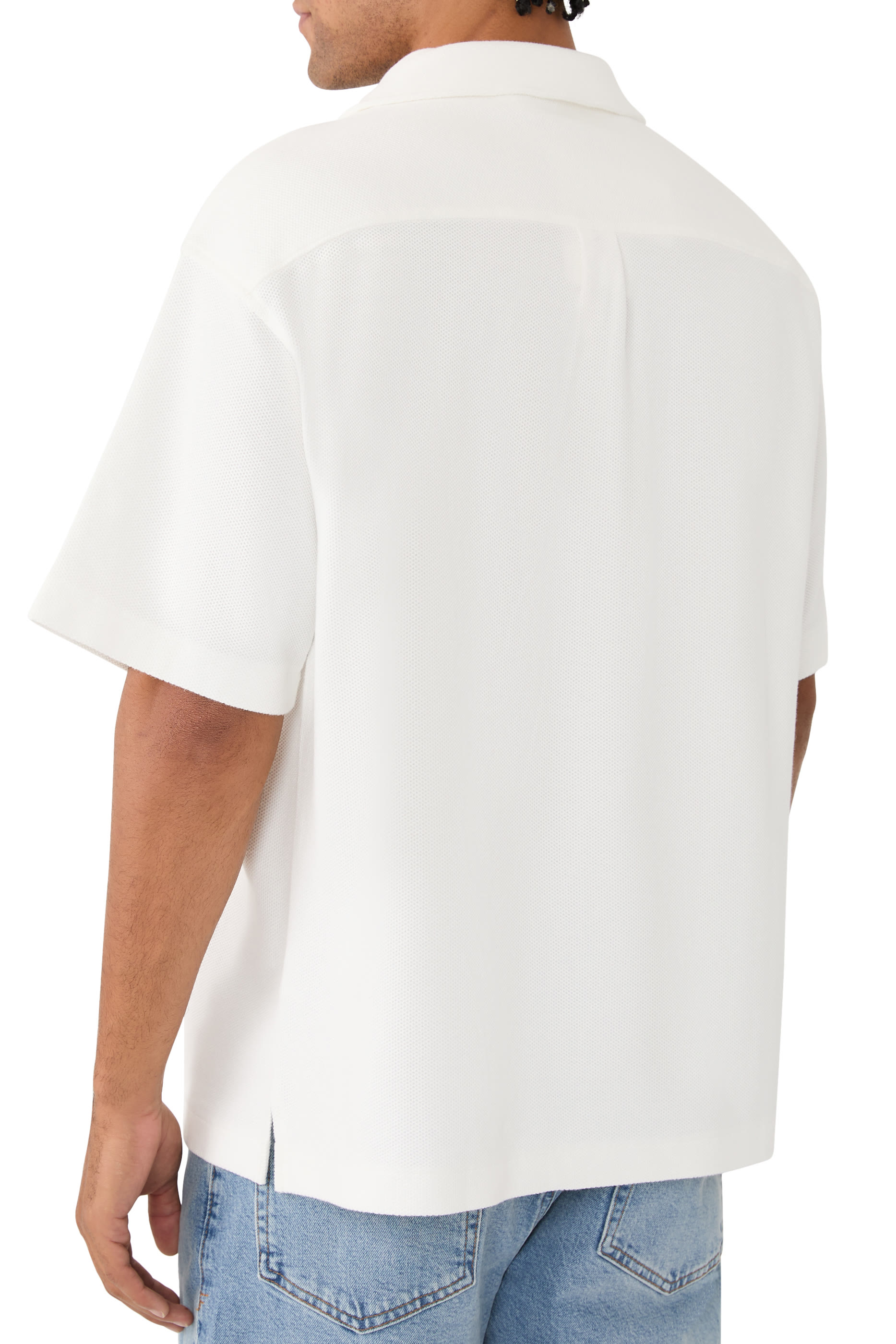 قميص بقصة مريحة واكمام قصيرة جاكار