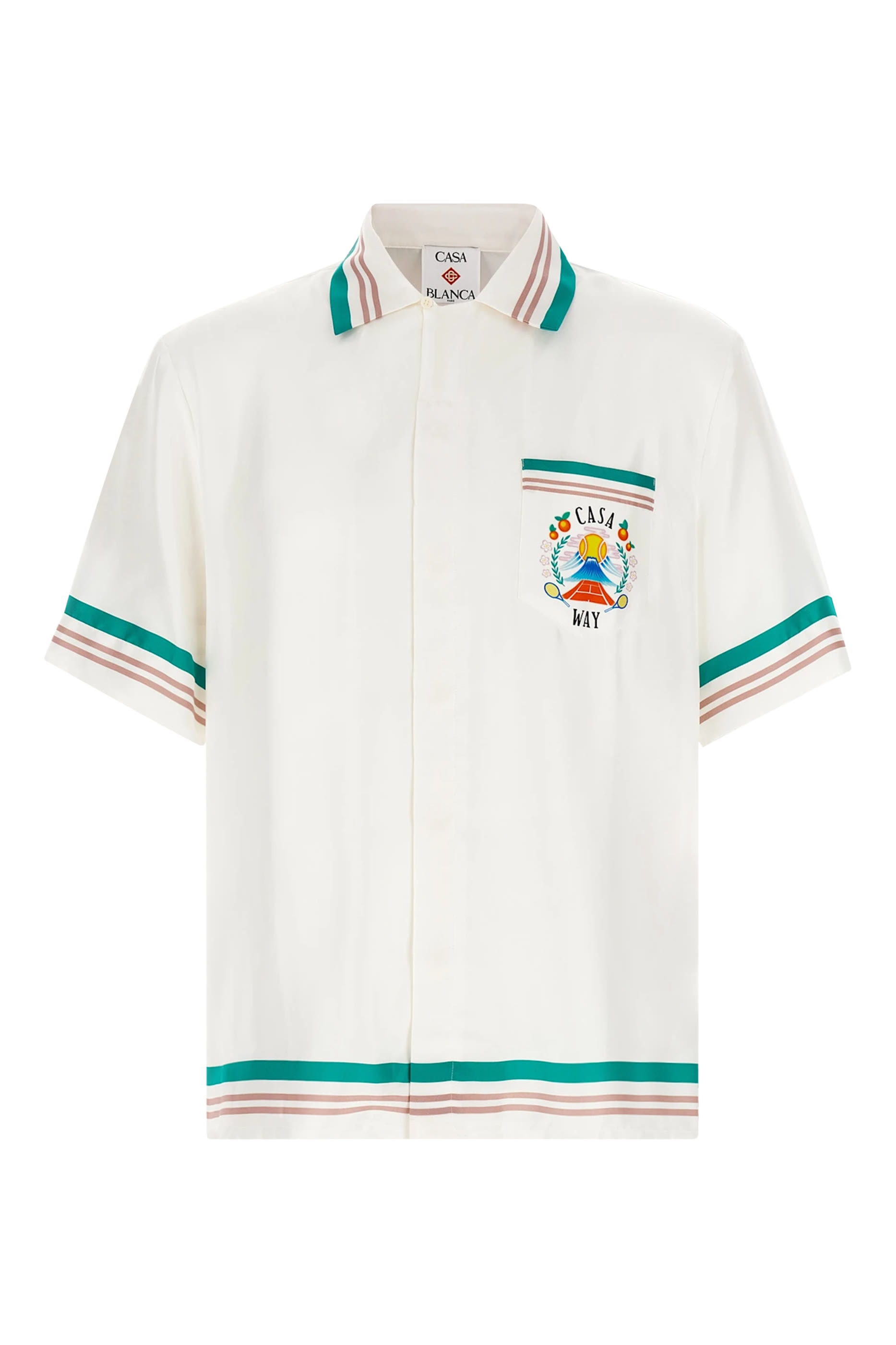 قميص بأكمام قصيرة بشعار كازا واي حرير