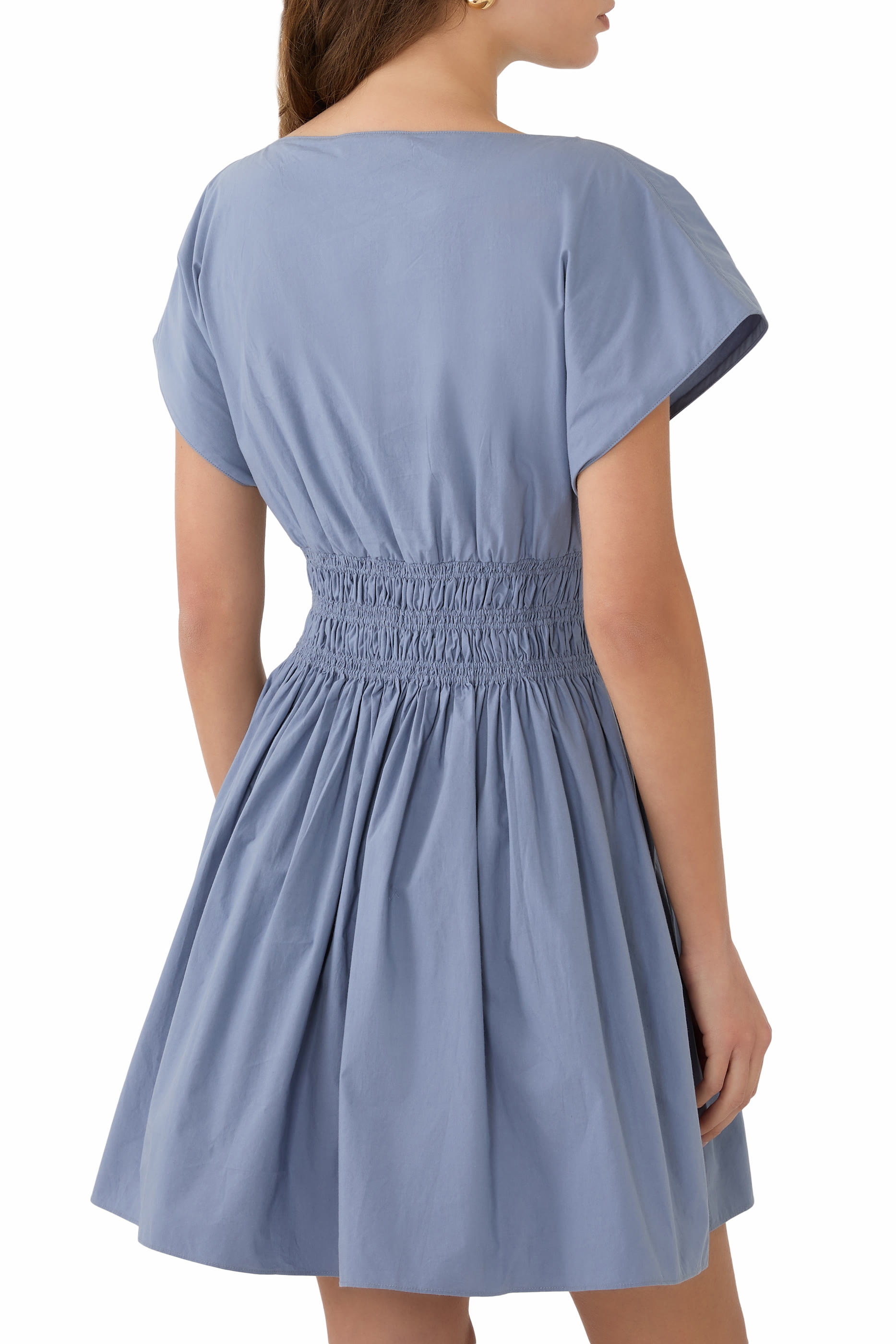 فستان قصير بخصر مزين بكشكش