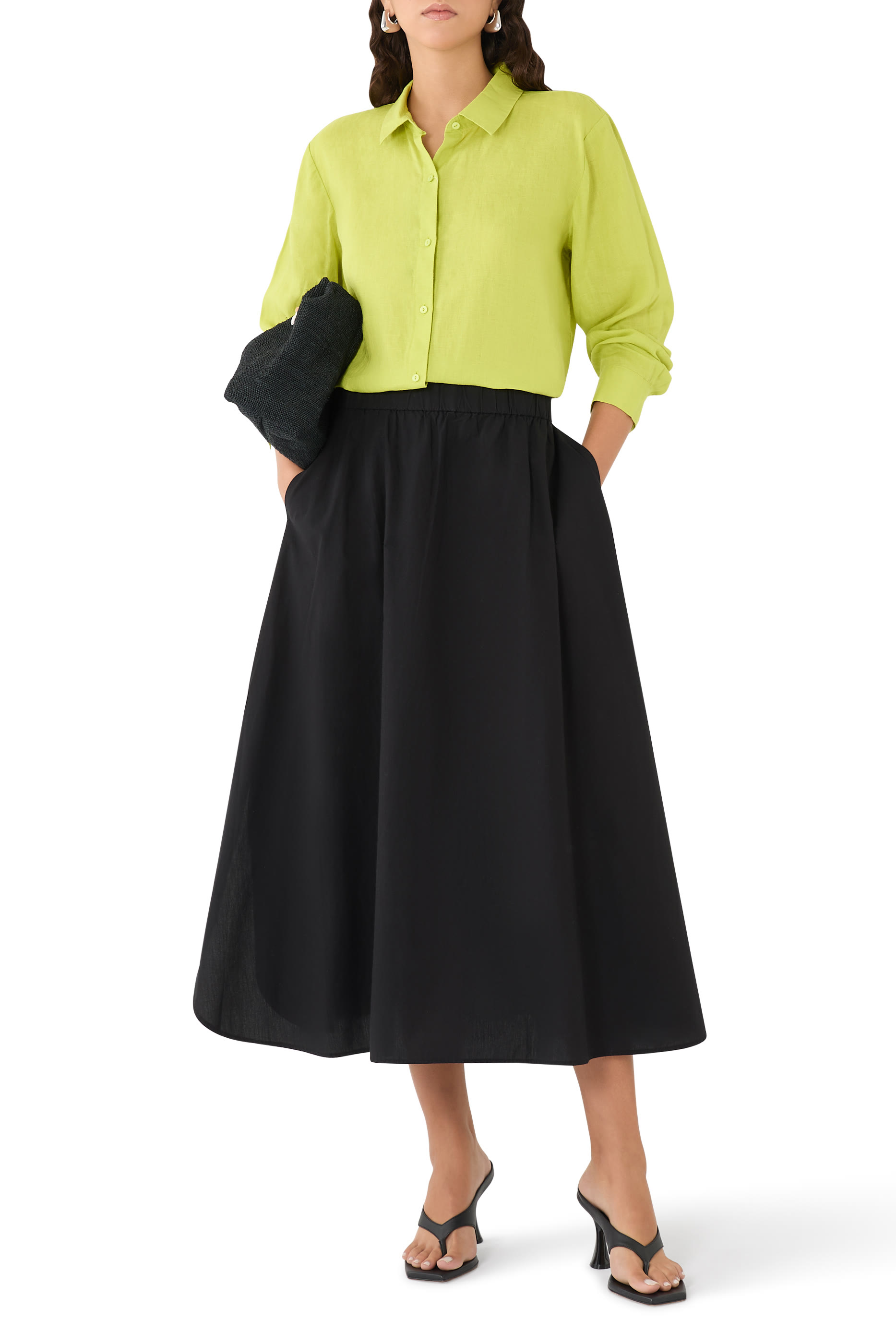 قميص بياقة كلاسسيكية كتان منديل عضوي