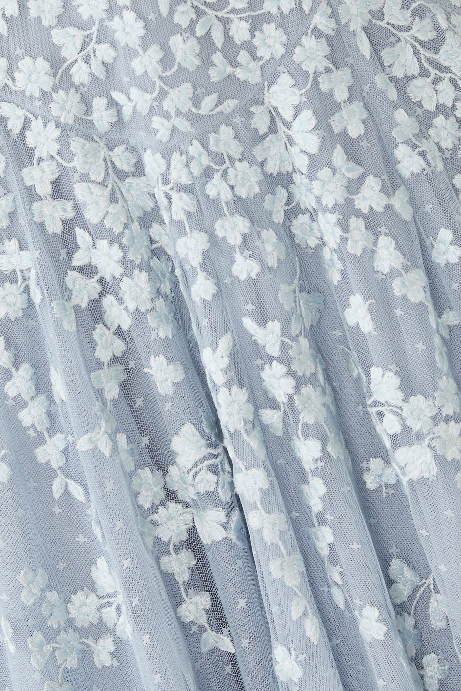 فستان سهرة بياقة مستديرة بطول الكاحل بنقشة أزهار متناثرة