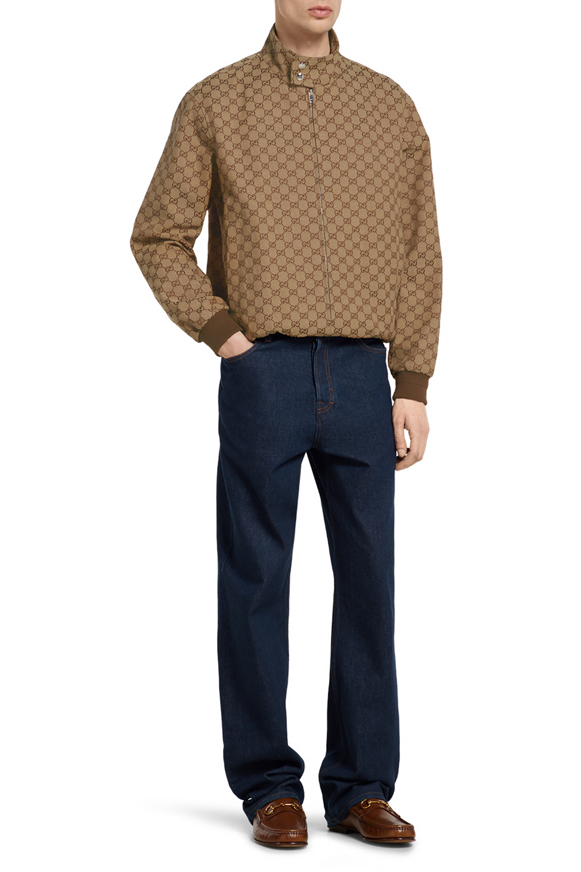 جاكيت بومبر بنقشة حرفي شعار الماركة قماش قنب