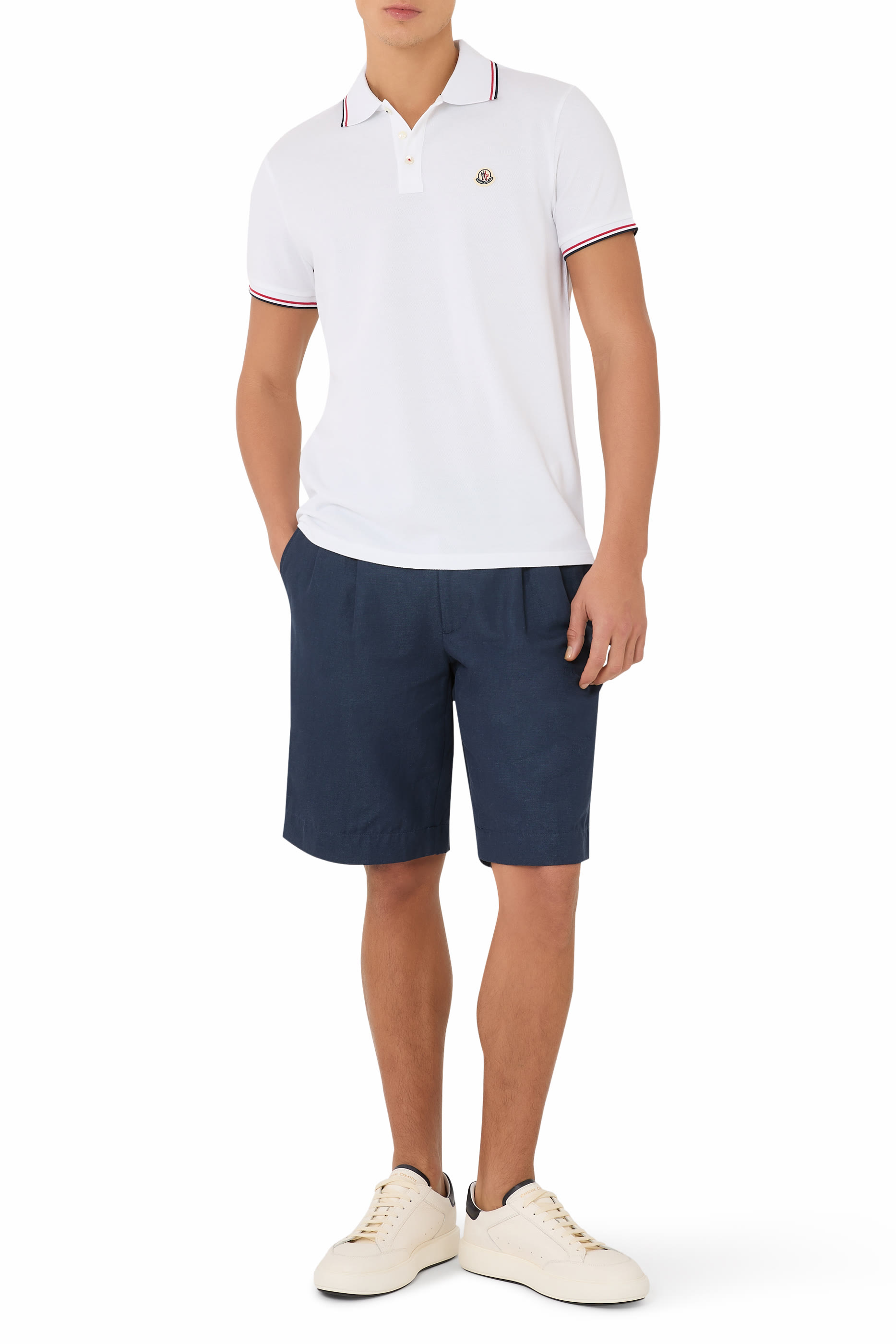 قميص بولو بحواف بثلاث ألوان قطن بيكيه