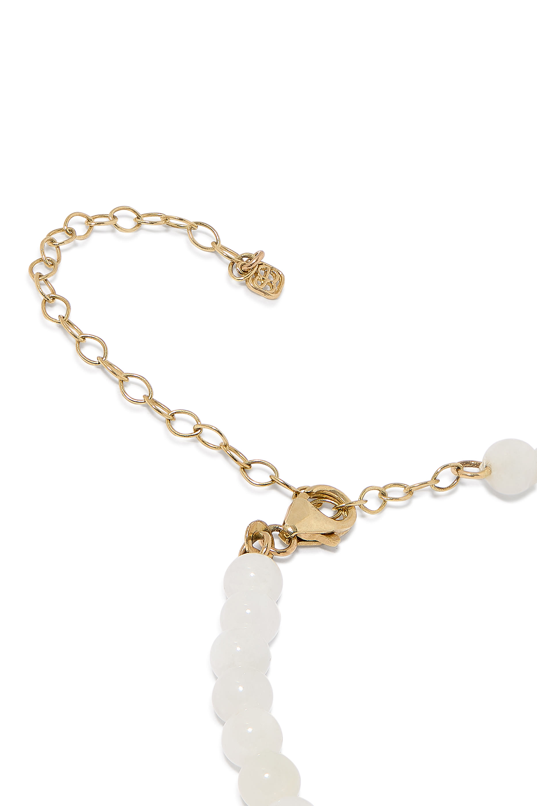 Gold & Enamel Tiny Charms Moonstone Necklace, 14K Yellow Gold, Enamel & Moonstone