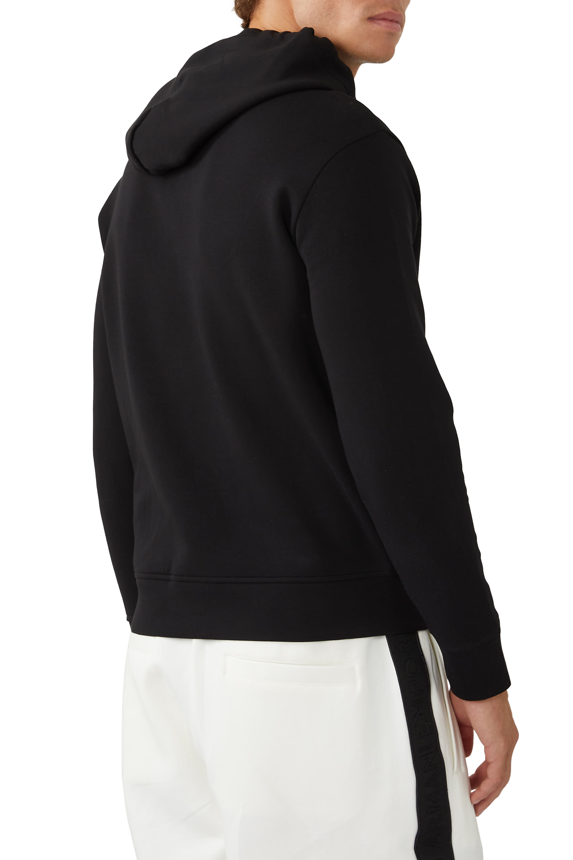 سويت شيرت بغطاء رأس ورقعة شعار الماركة بحجم صغير