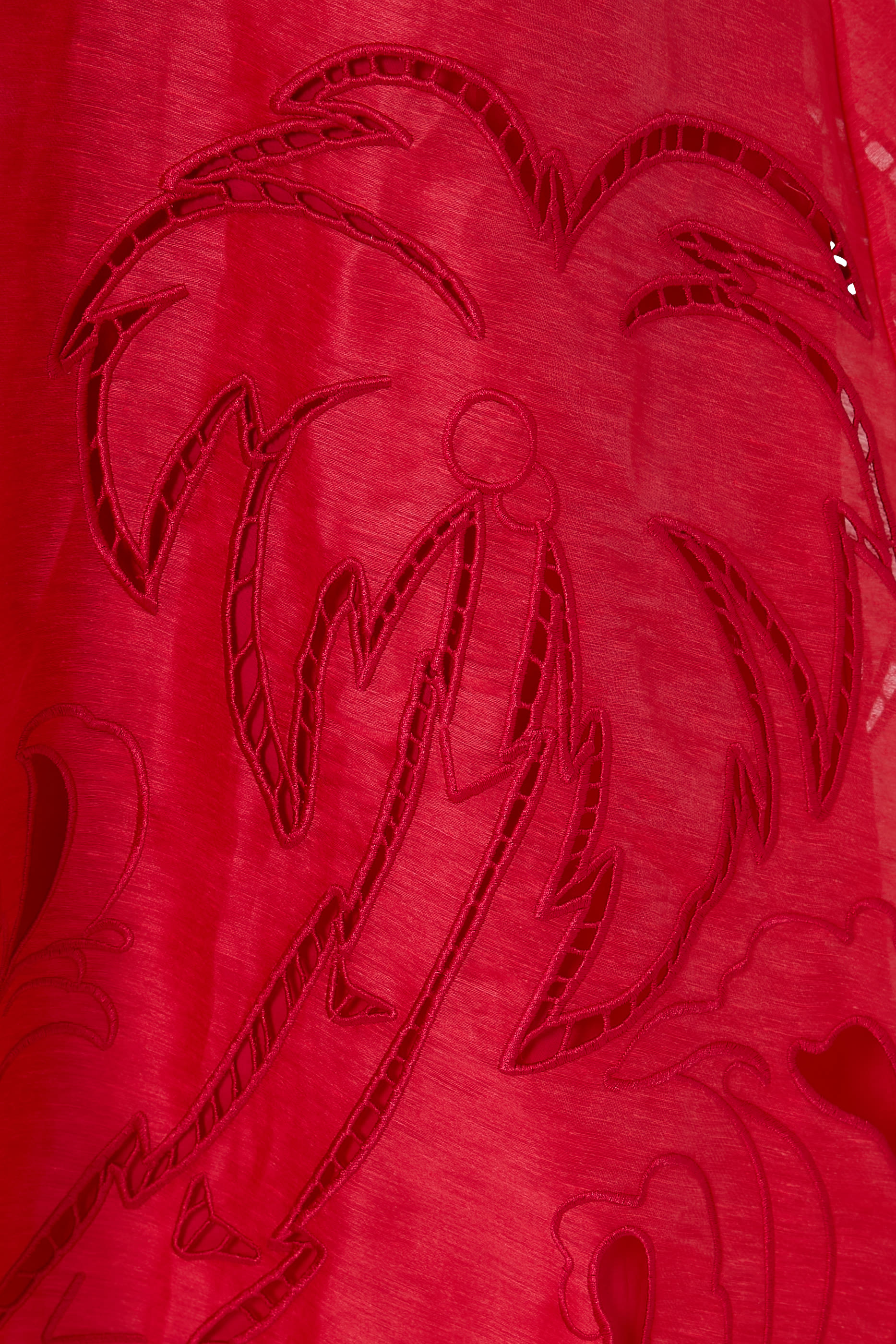 فستان أوبري متوسط الطول بنمط قميص بتطريز نخل