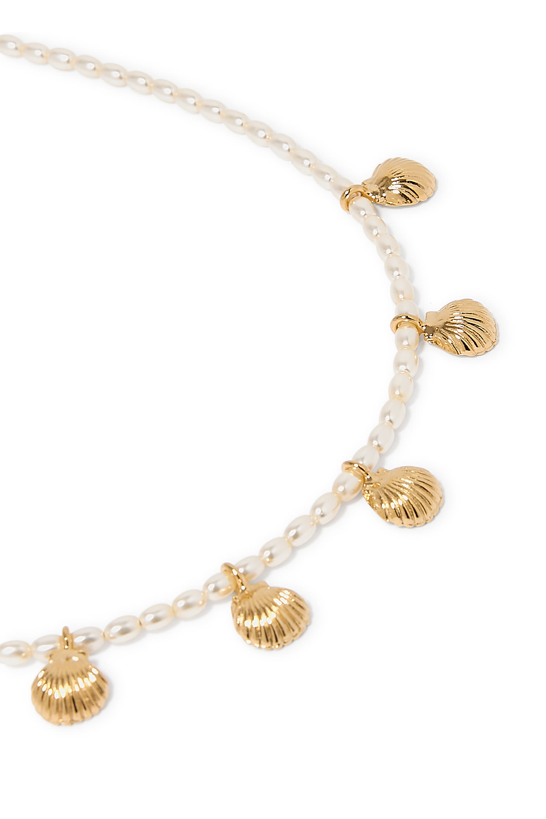 قلادة رقبة مزية بلؤلؤ بحلي بتصميم أصداف