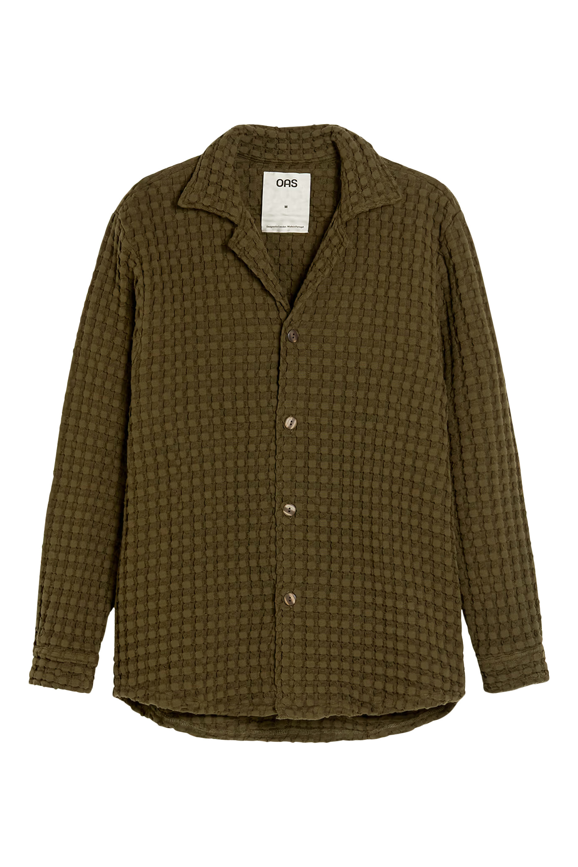 قميص تيرتل بياقة بنمط كوبي بأكمام طويلة بنسيج وافل