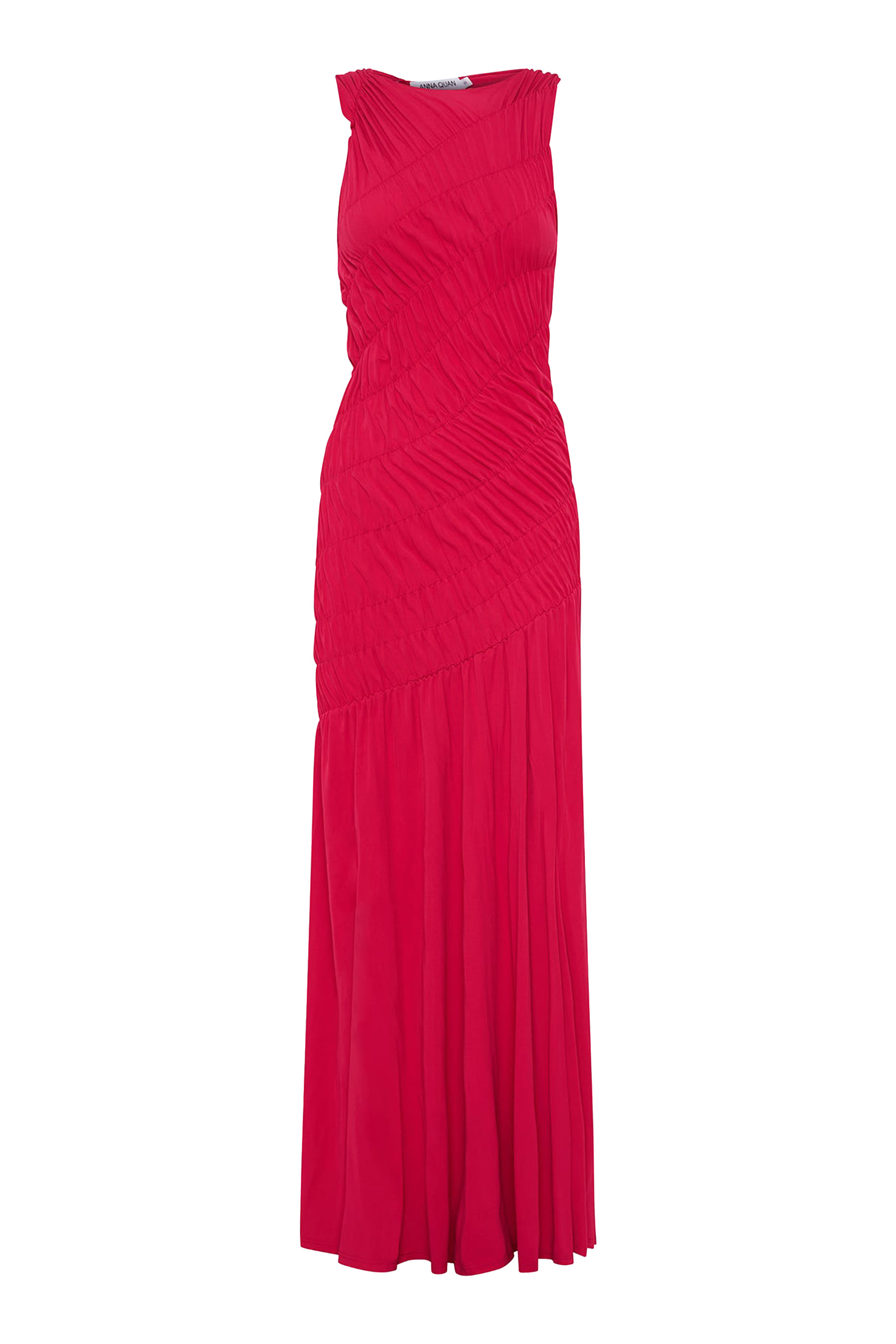 فستان طويل بلا أكمام بكشكش null