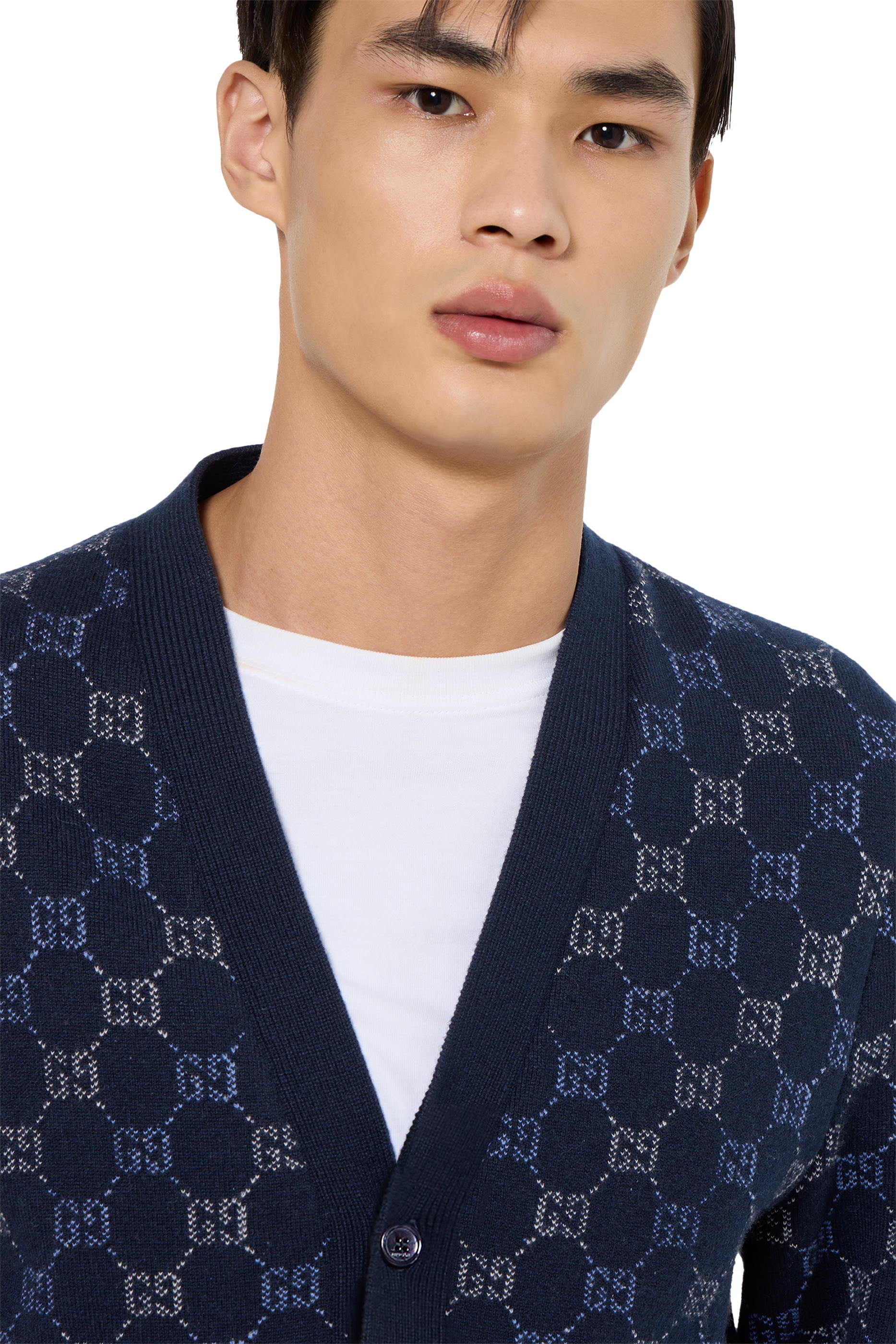 كنزة بنقشة حرفي شعار الماركة نسيج صوف مزدوج