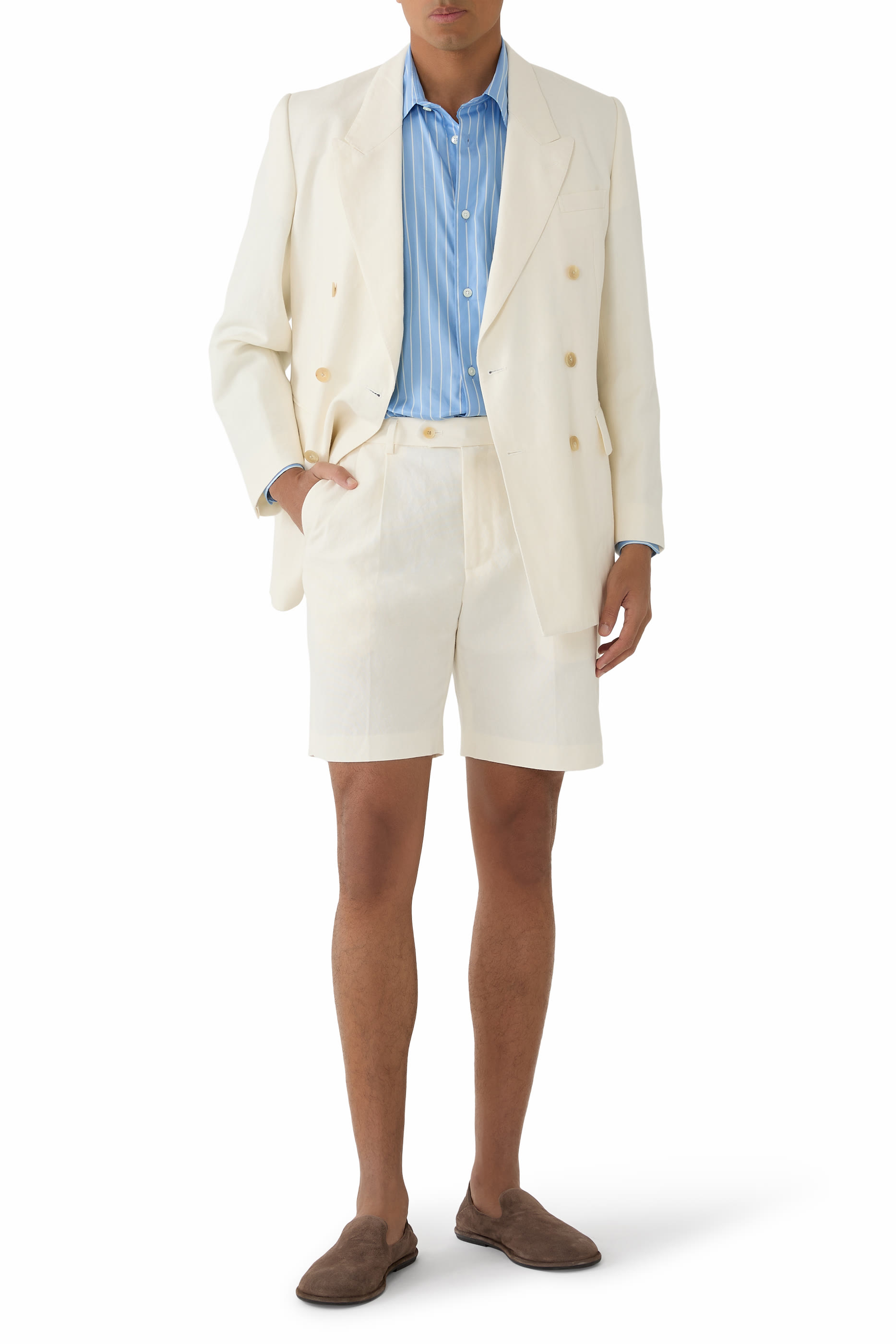 قميص مخطط قطن وحرير