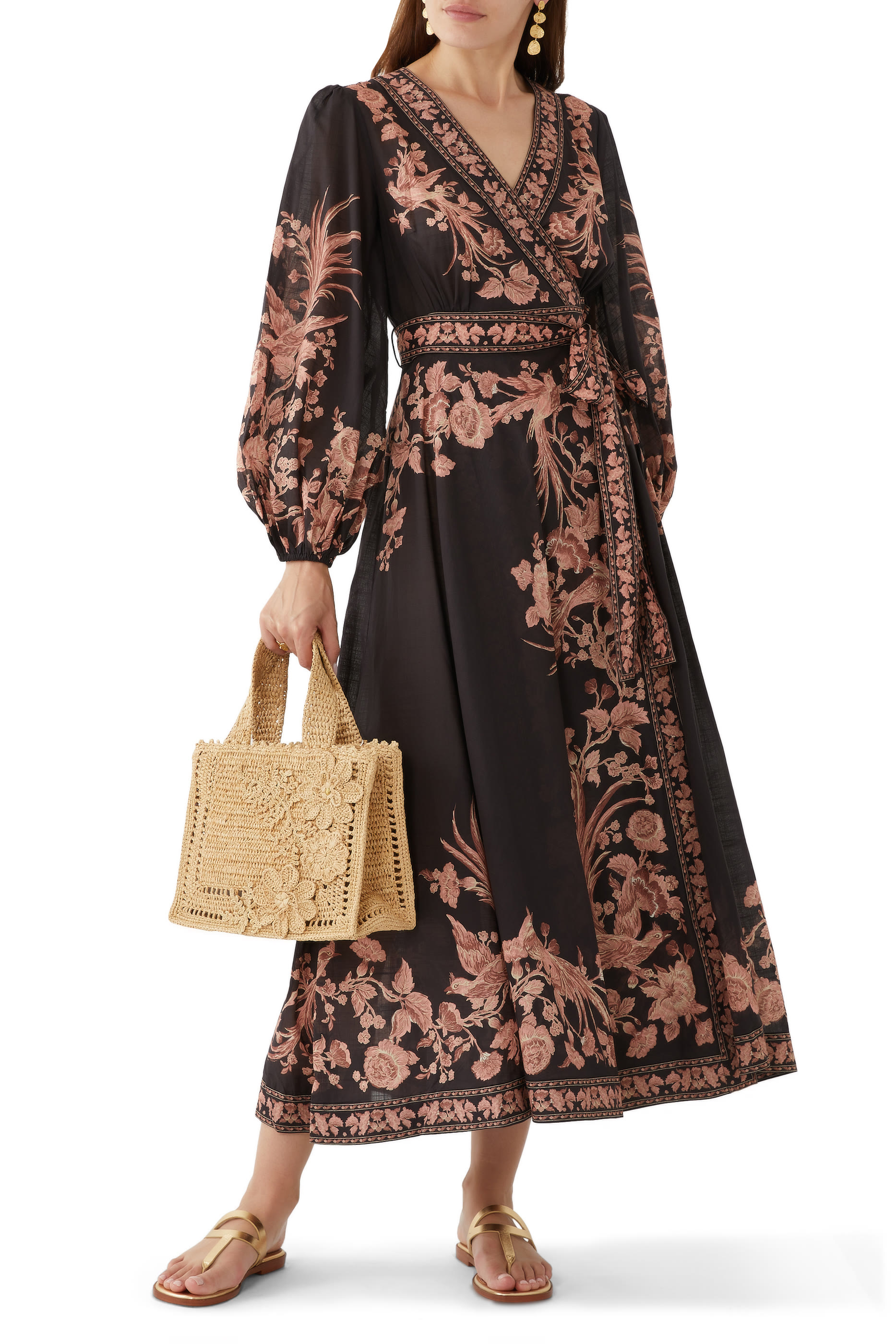 فستان ويفرلي متوسط الطول بتصميم ملفوف