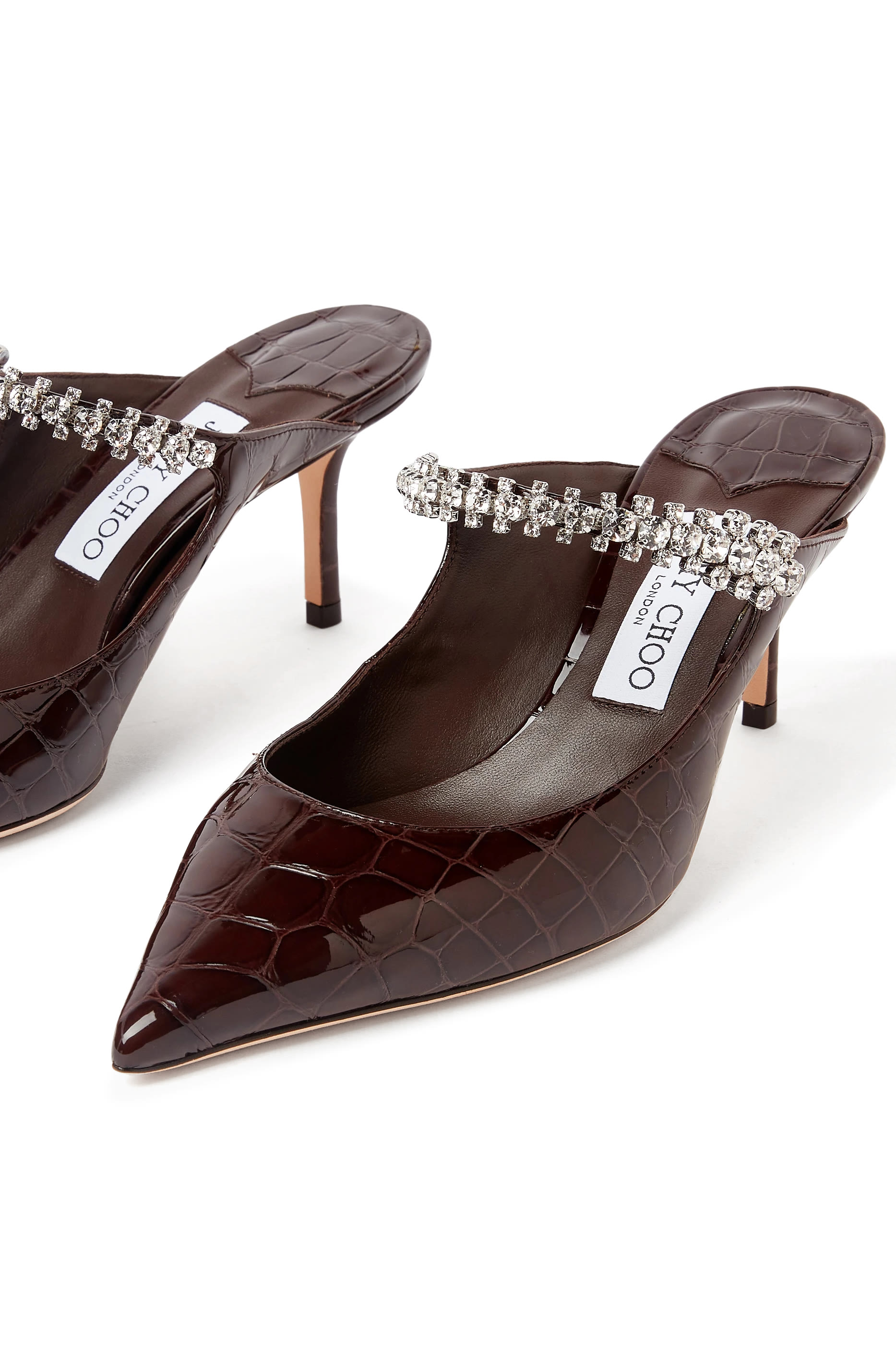 حذاء بينغ مفتوح من الخلف بكعب 65 مم جلد بنقشة جلد التمساح