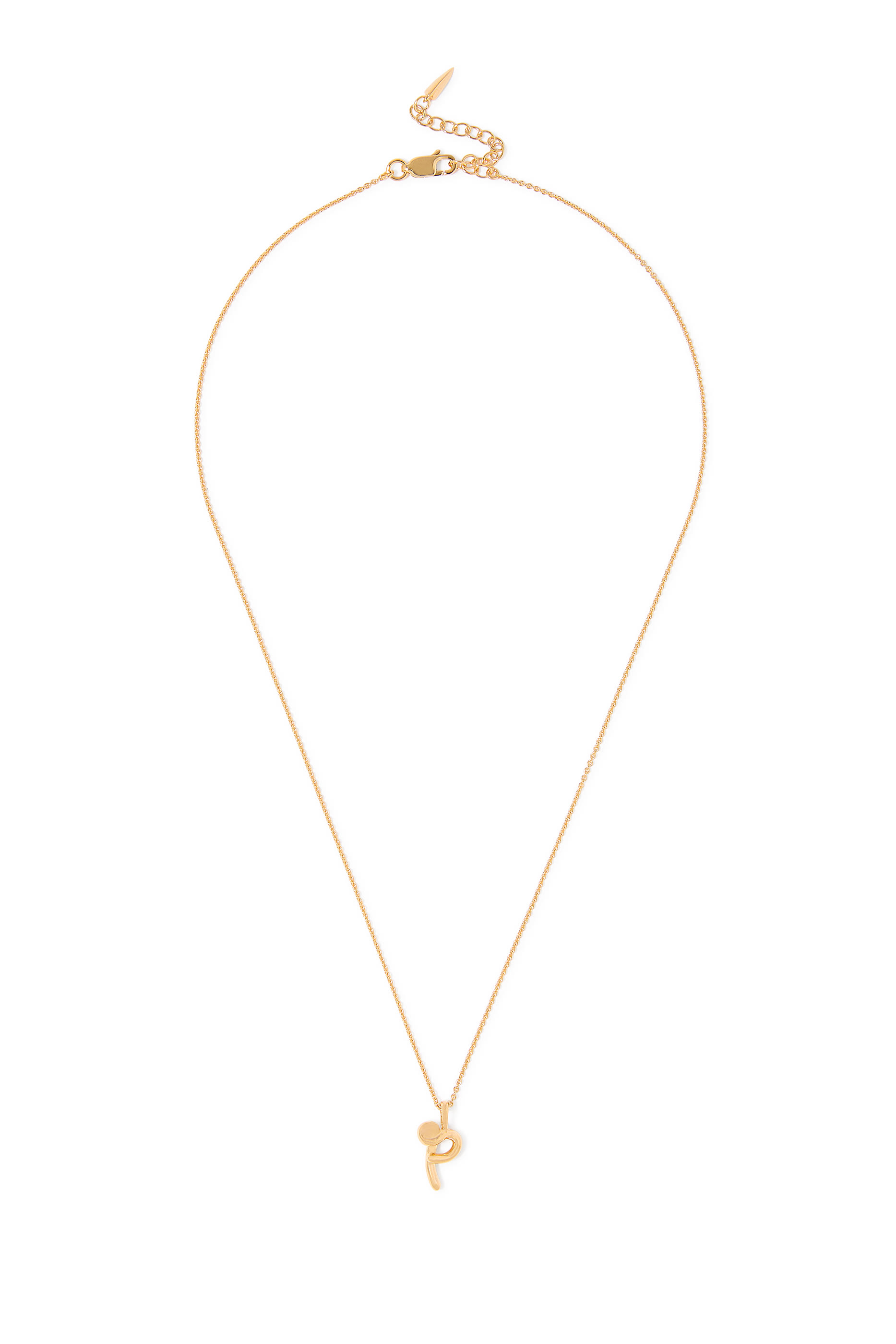 Curly Molten Mini Initial Necklace - P, 18K Recycled Gold Vermeil on Recycled Sterling Silver