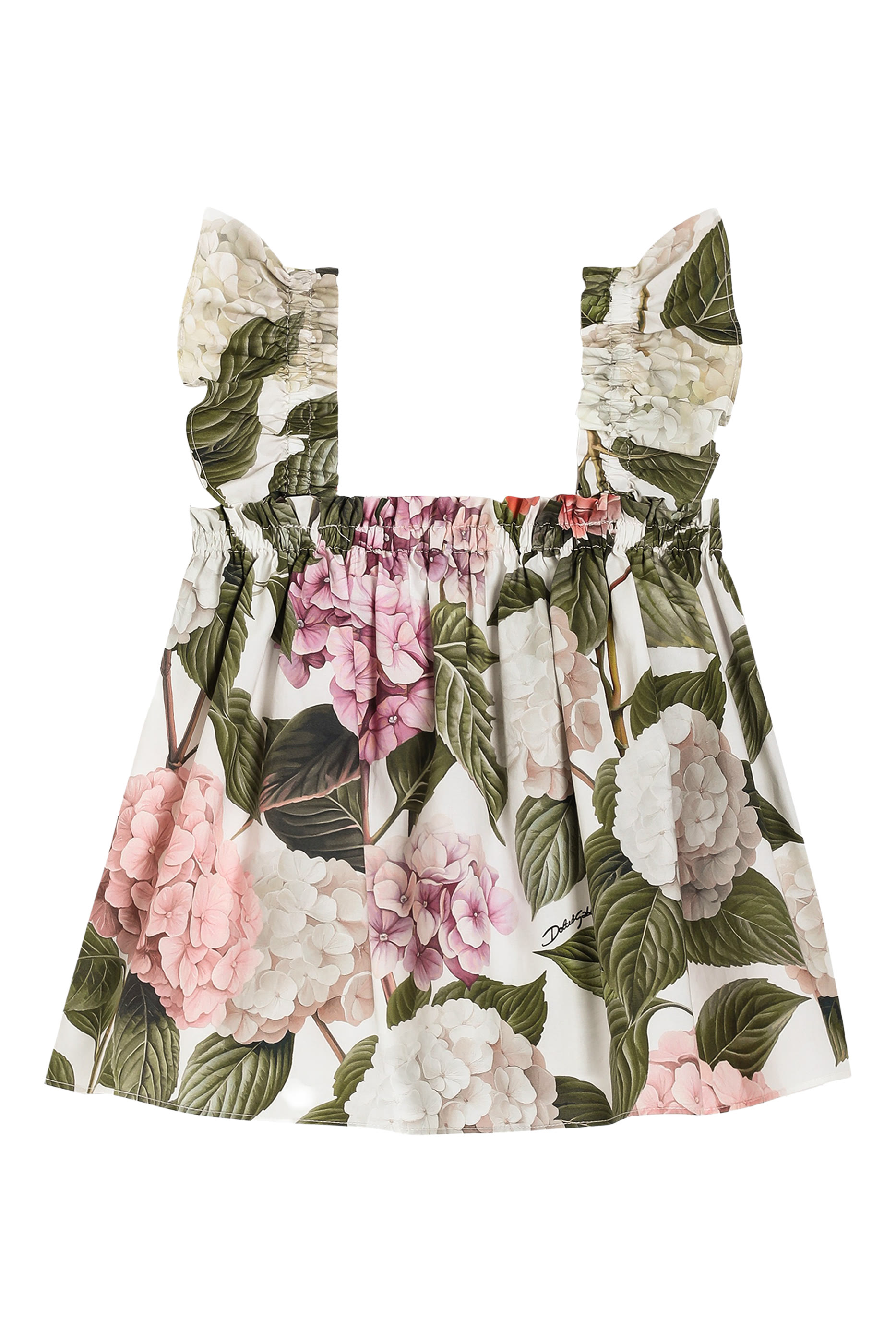 بلوزة بنقشة زهور كوبية بوبلين للأطفال