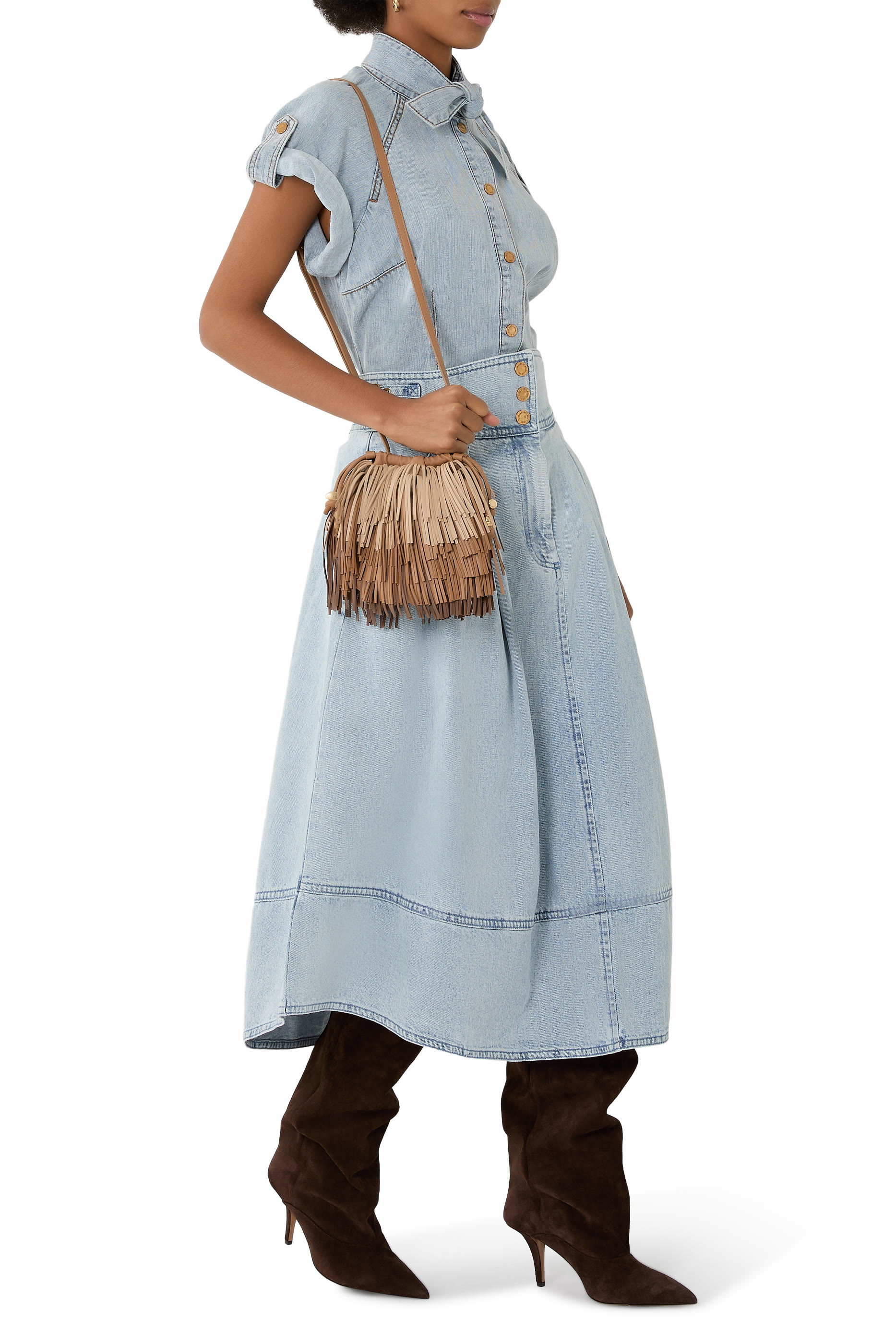 قميص بربطة عنق دنيم