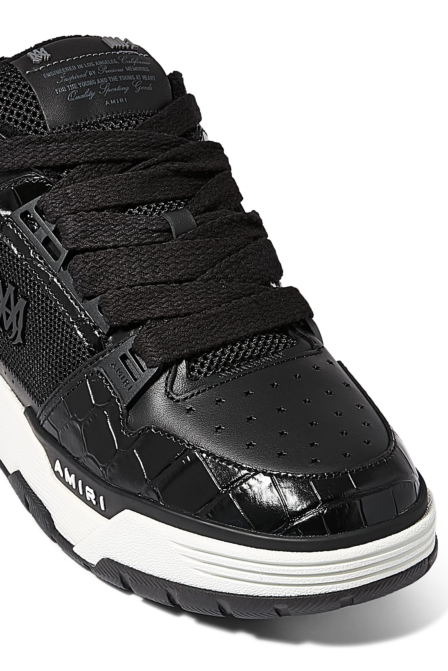 سنيكرز بأربطة ونقشة جلد التمساح قماش شبكي