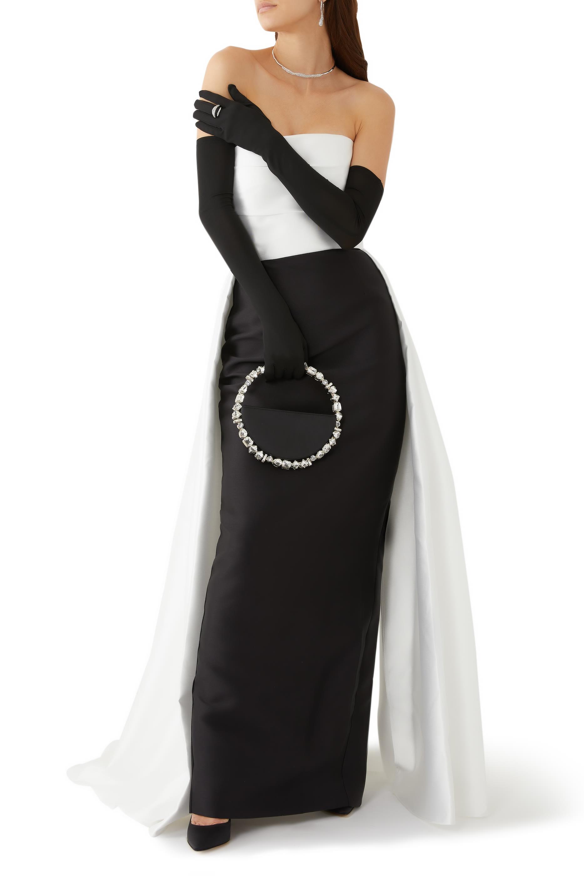 فستان تيفاني طويل بلا حمالات