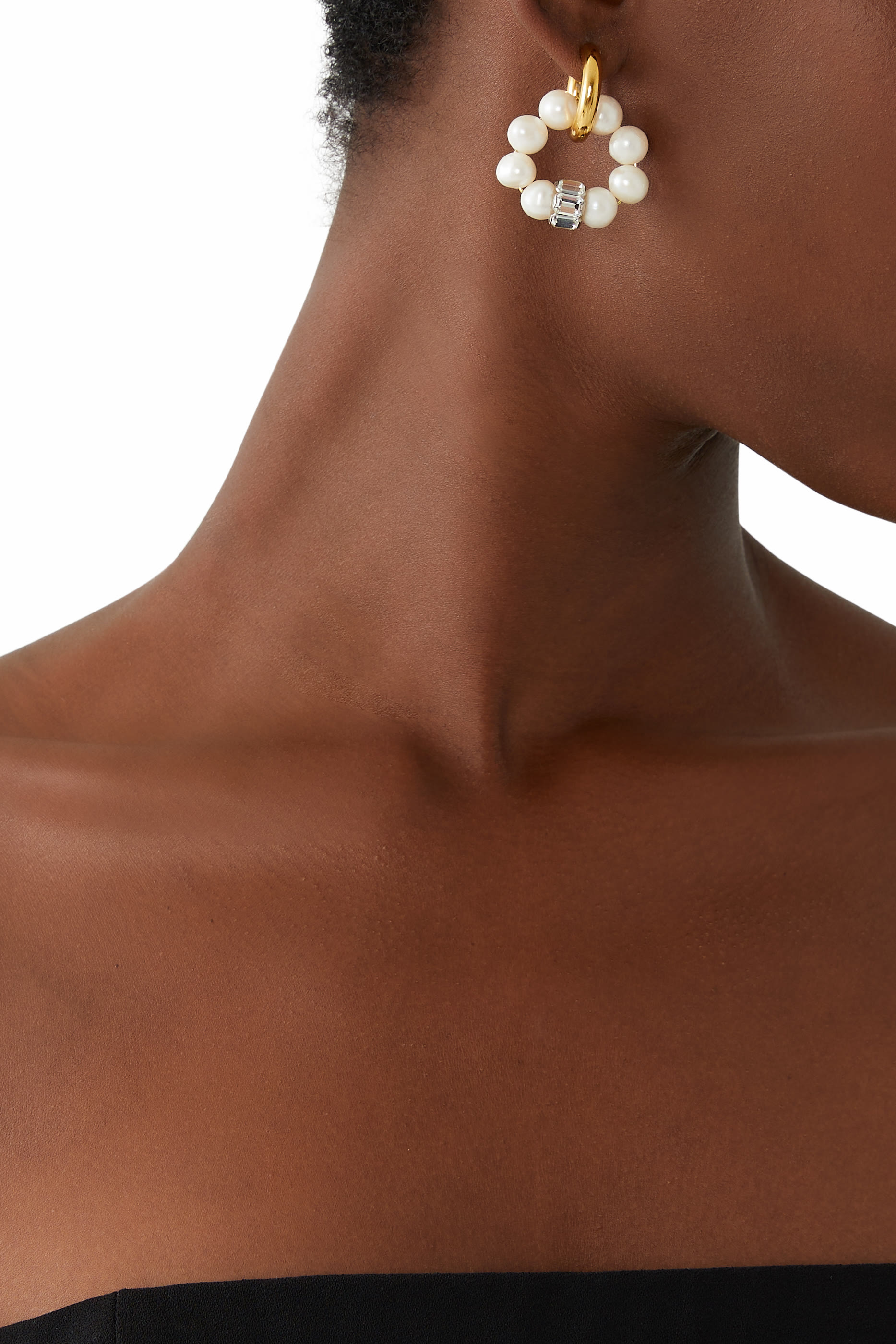 أقراط ميكس اند ماتش مرصعة بلؤلؤ، نحاس مطلي بالذهب عيار 24 أقراط ميكس اند ماتش مرصعة بلؤلؤ، نحاس مطلي بالذهب عيار 24