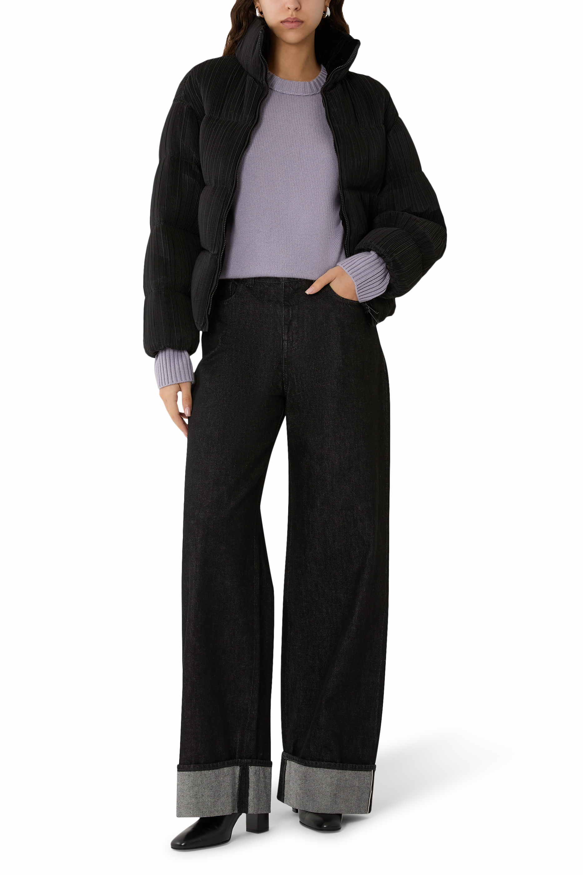  جاكيت بطيات قماش معالج